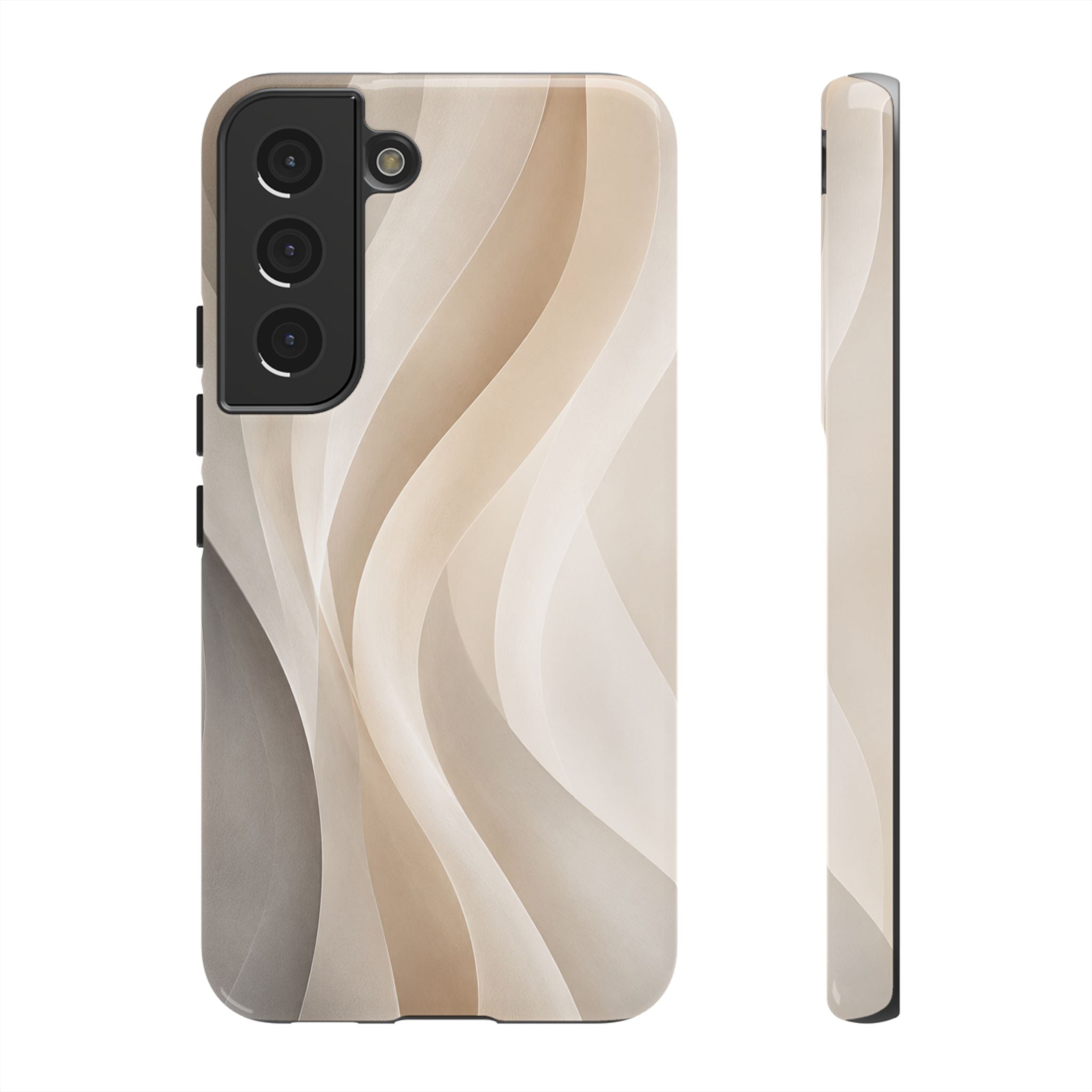 Abstract Beige Waves Phone Case — Protective Tough Case
