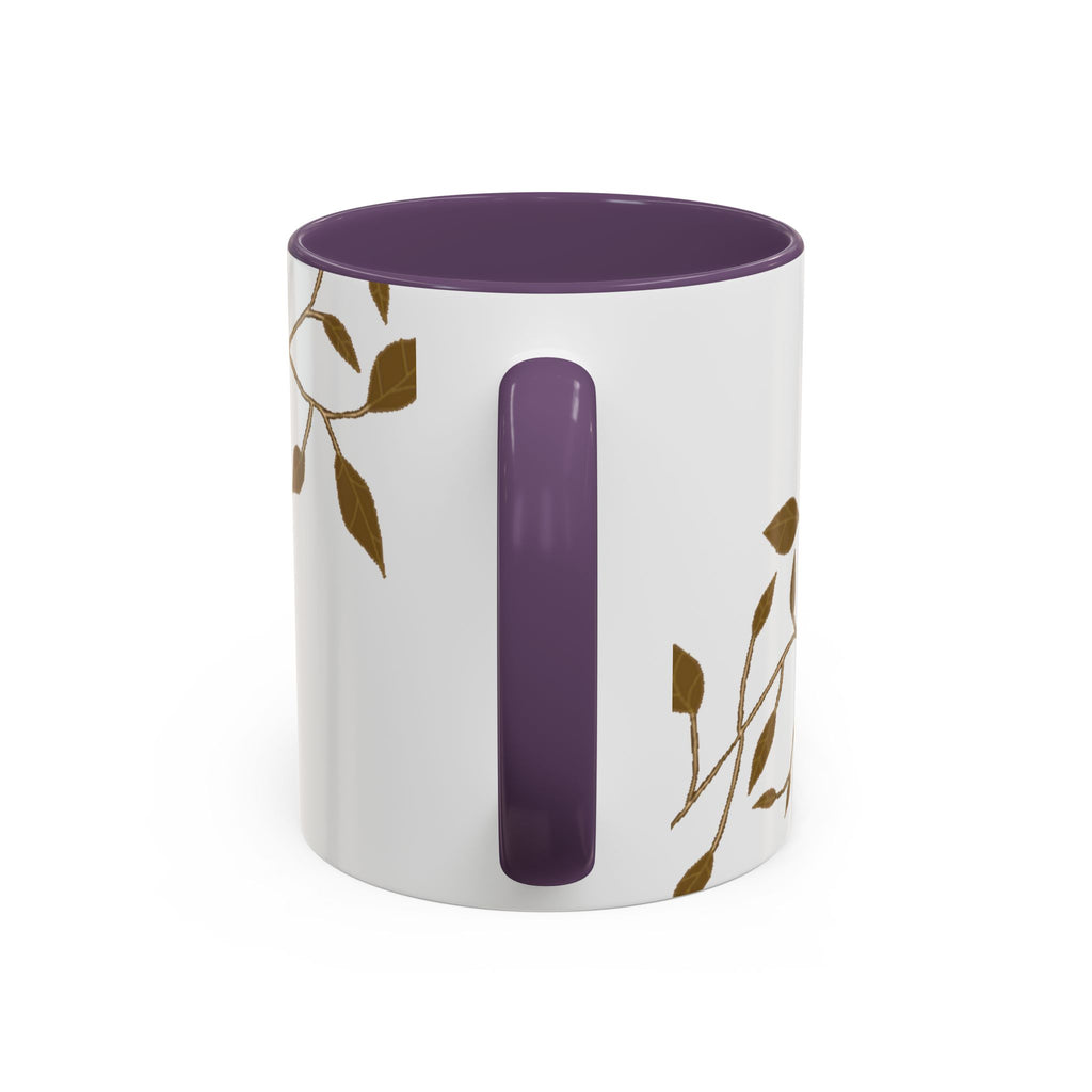 Botanical Accent Coffee Mug — Gold Leaf Branch Design (11/15oz)