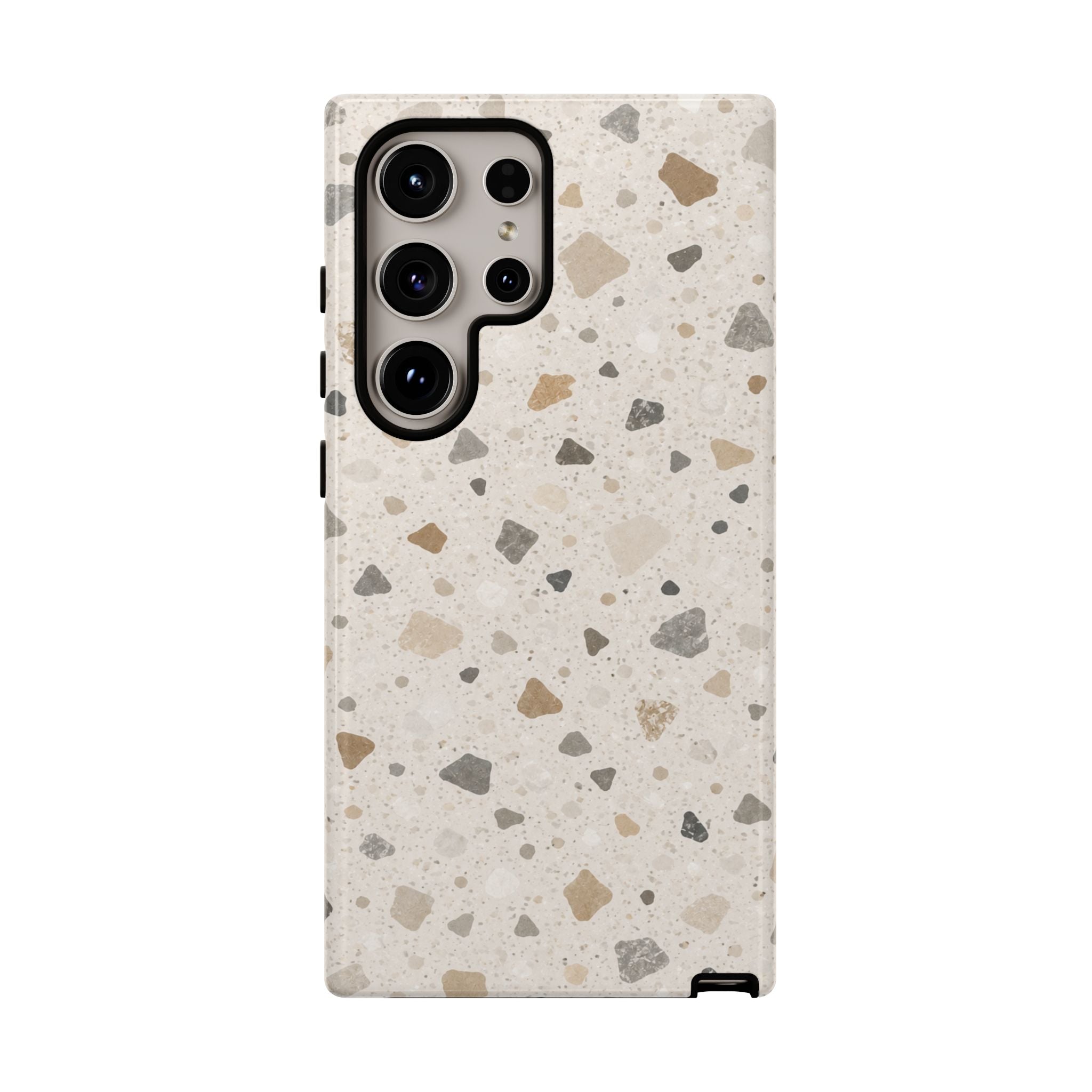 Terrazzo Pattern Tough Phone Case — Neutral Stone Speckle iPhone Cover