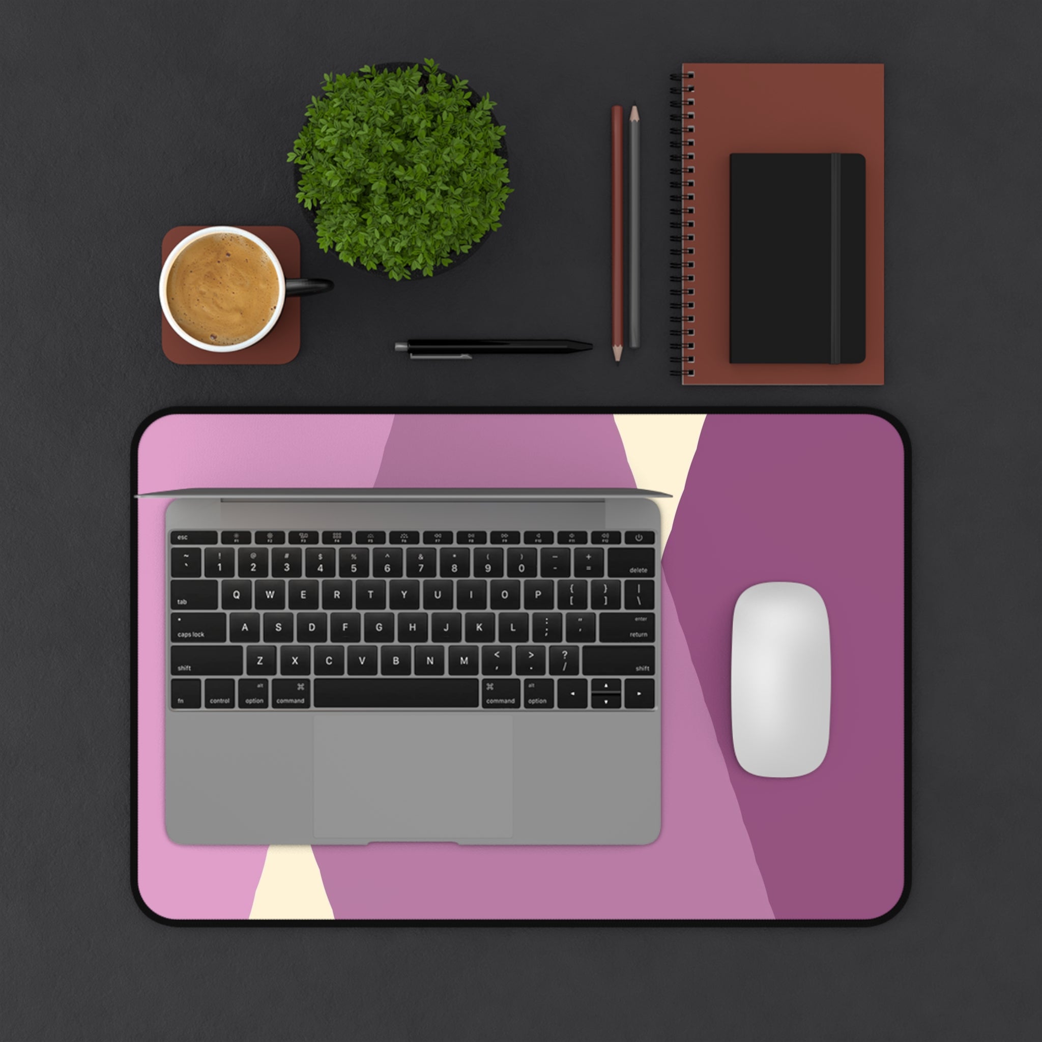 Geometric Pink Triangle Pattern Desk Mat | Modern Lavender Mouse Pad