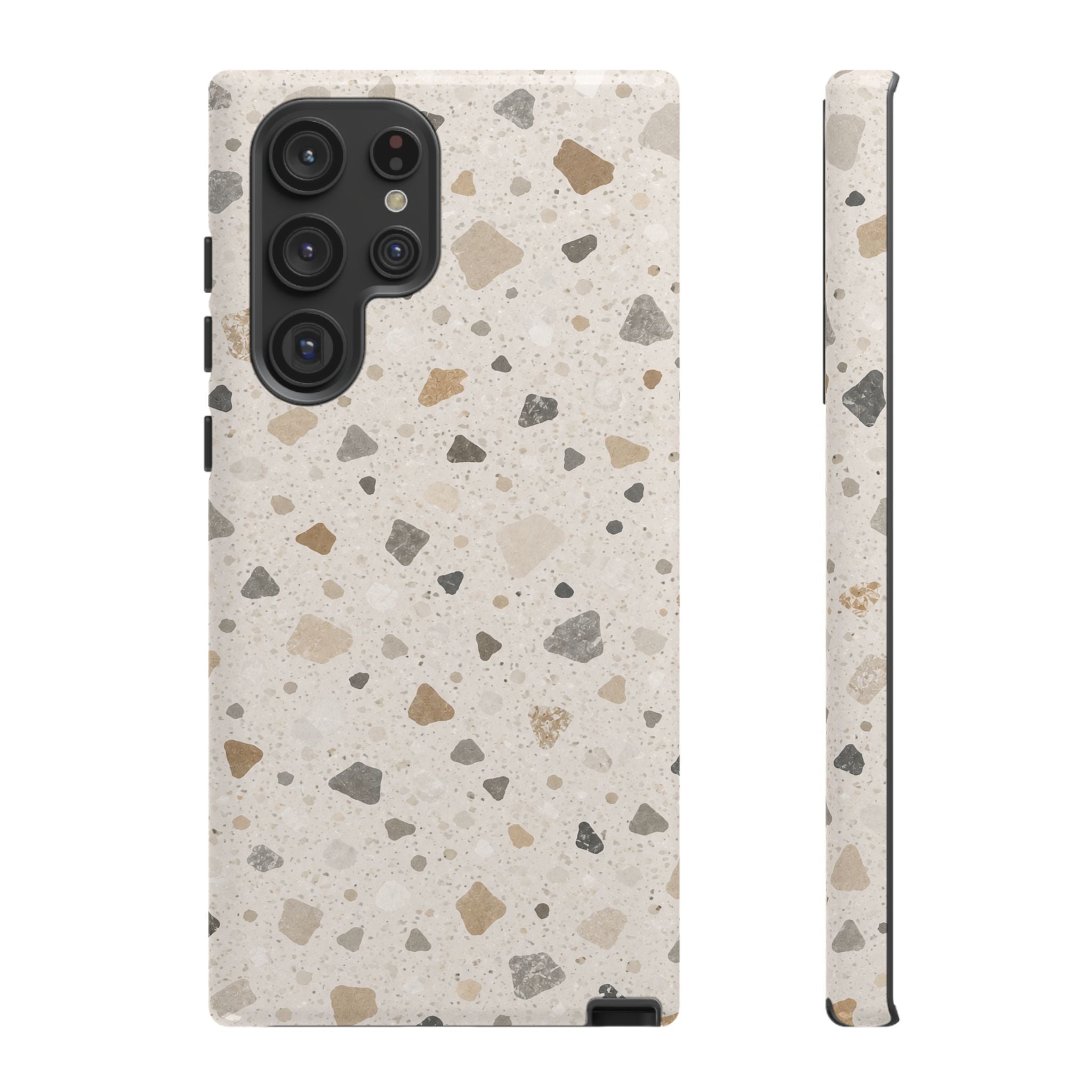 Terrazzo Pattern Tough Phone Case — Neutral Stone Speckle iPhone Cover