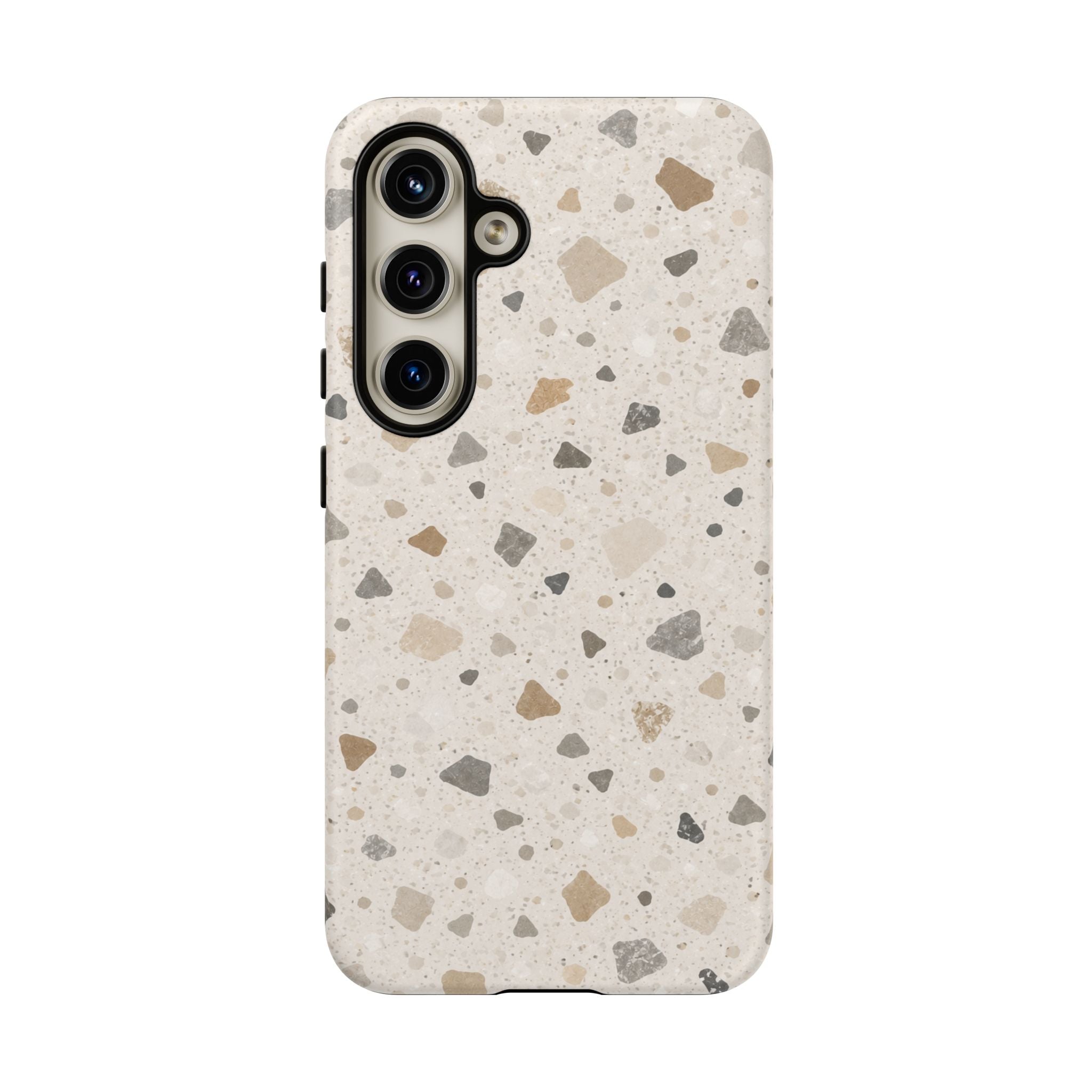 Terrazzo Pattern Tough Phone Case — Neutral Stone Speckle iPhone Cover
