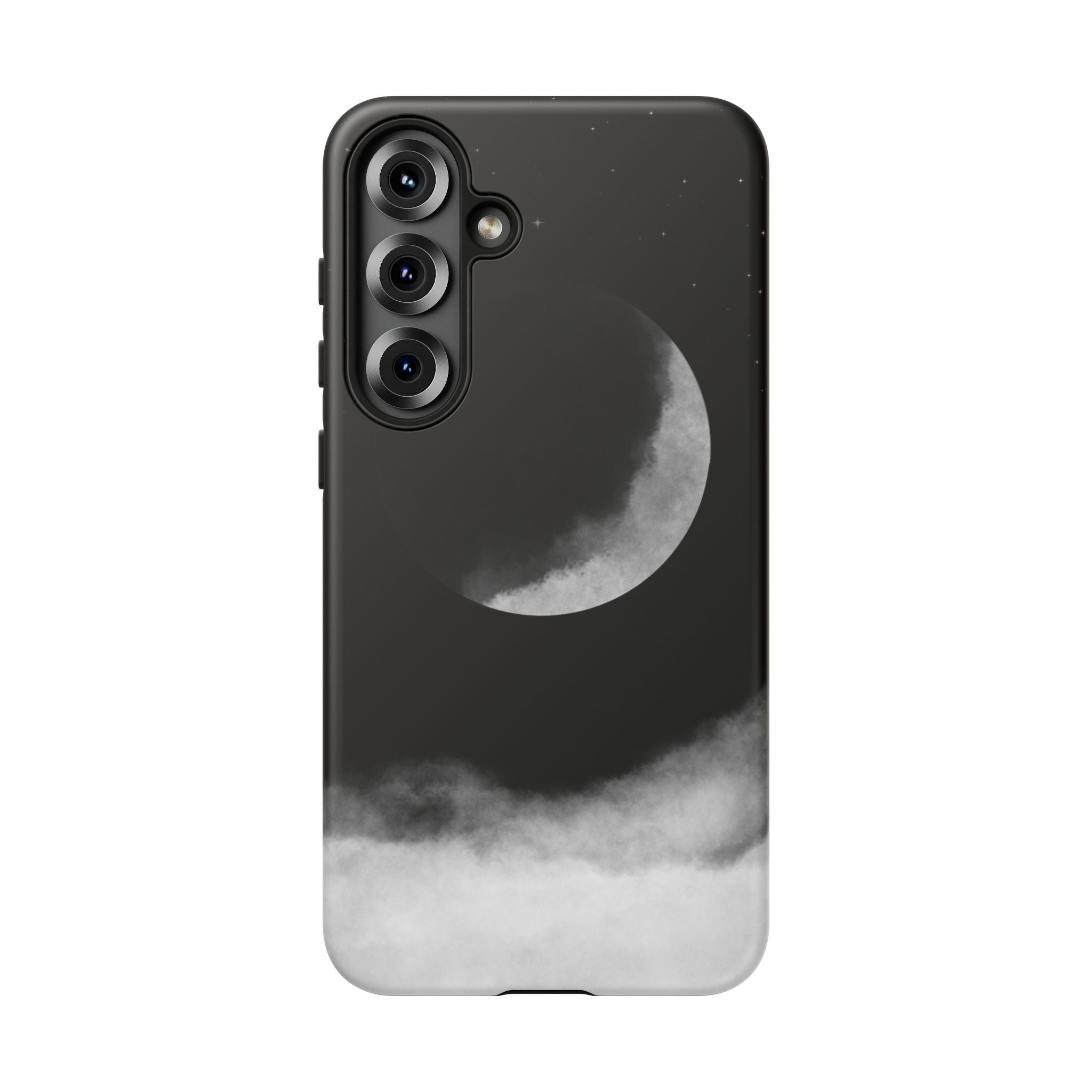 Moonlit Cloud Phone Case — Black Crescent Night Sky iPhone Cover