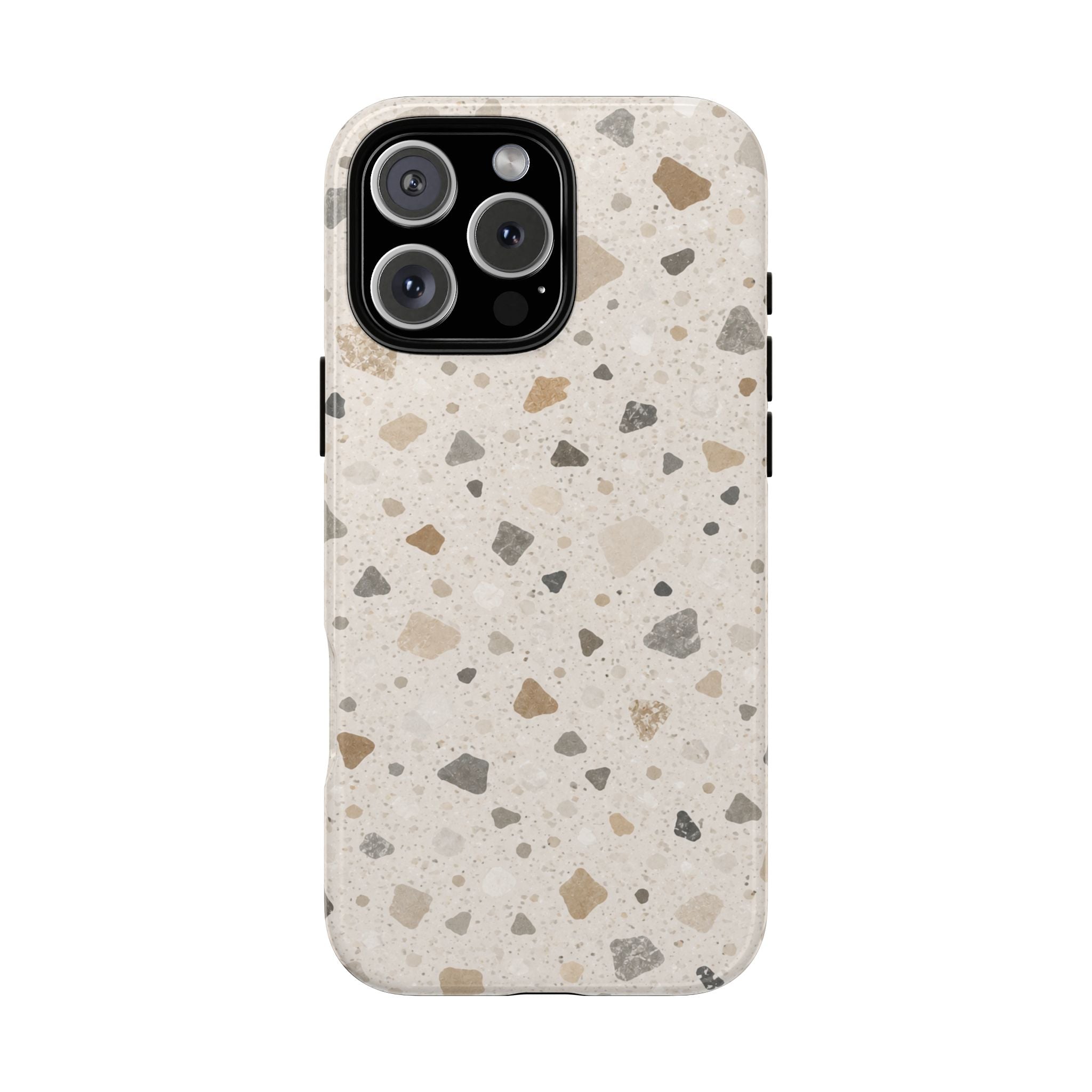 Terrazzo Pattern Tough Phone Case — Neutral Stone Speckle iPhone Cover