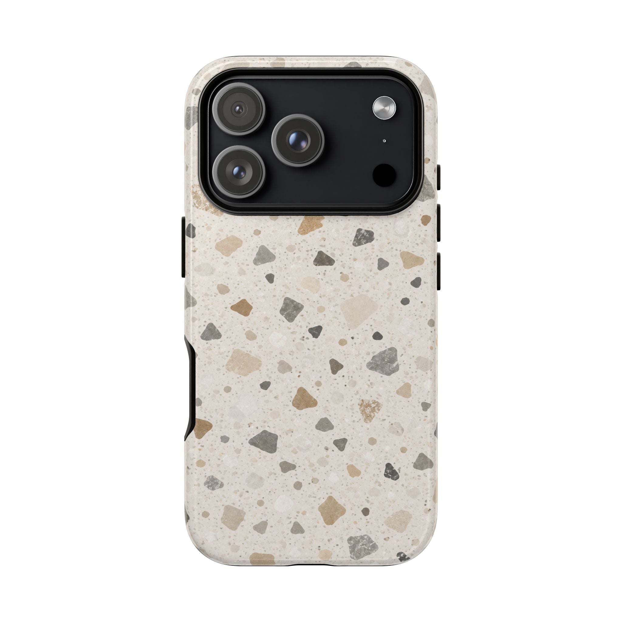 Terrazzo Pattern Tough Phone Case — Neutral Stone Speckle iPhone Cover