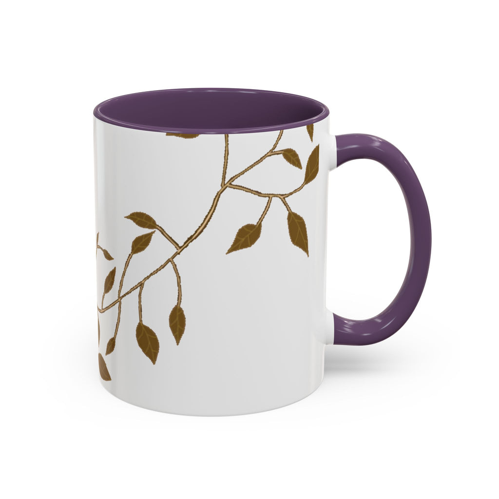 Botanical Accent Coffee Mug — Gold Leaf Branch Design (11/15oz)