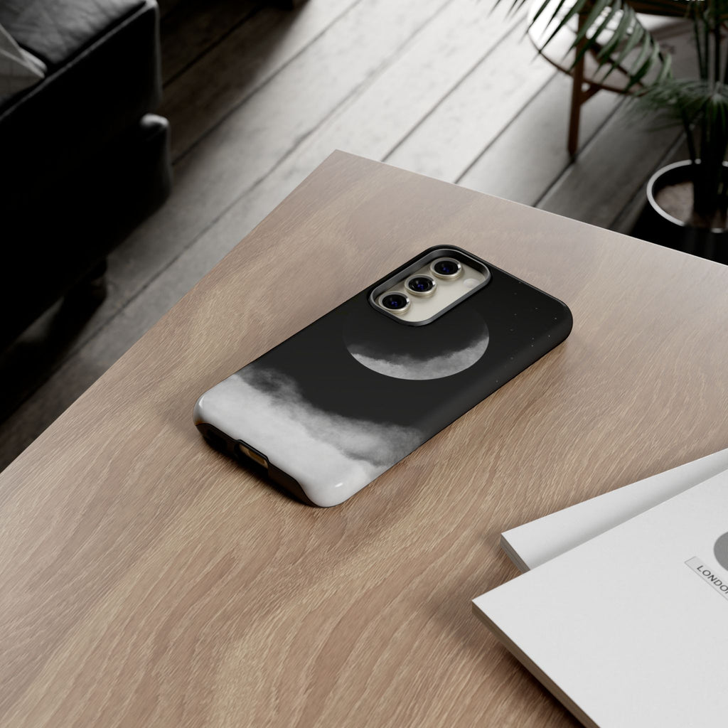 Moonlit Cloud Phone Case — Black Crescent Night Sky iPhone Cover