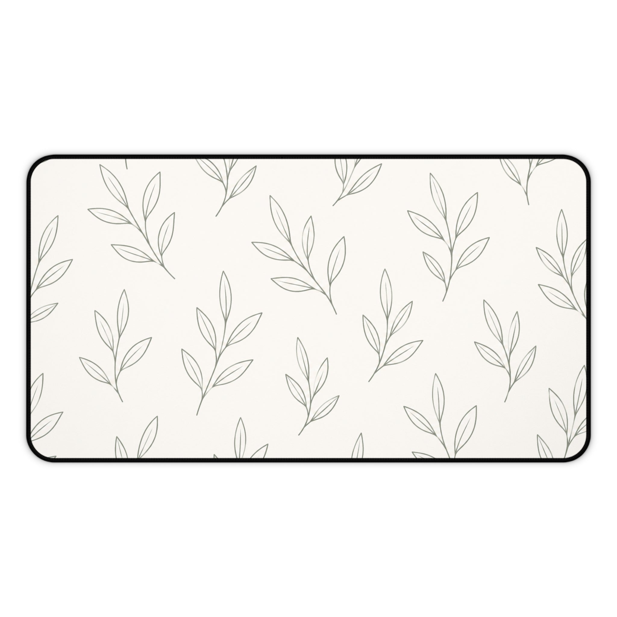 Minimal Botanical Desk Mat — Neutral Leaf Pattern Mouse Pad