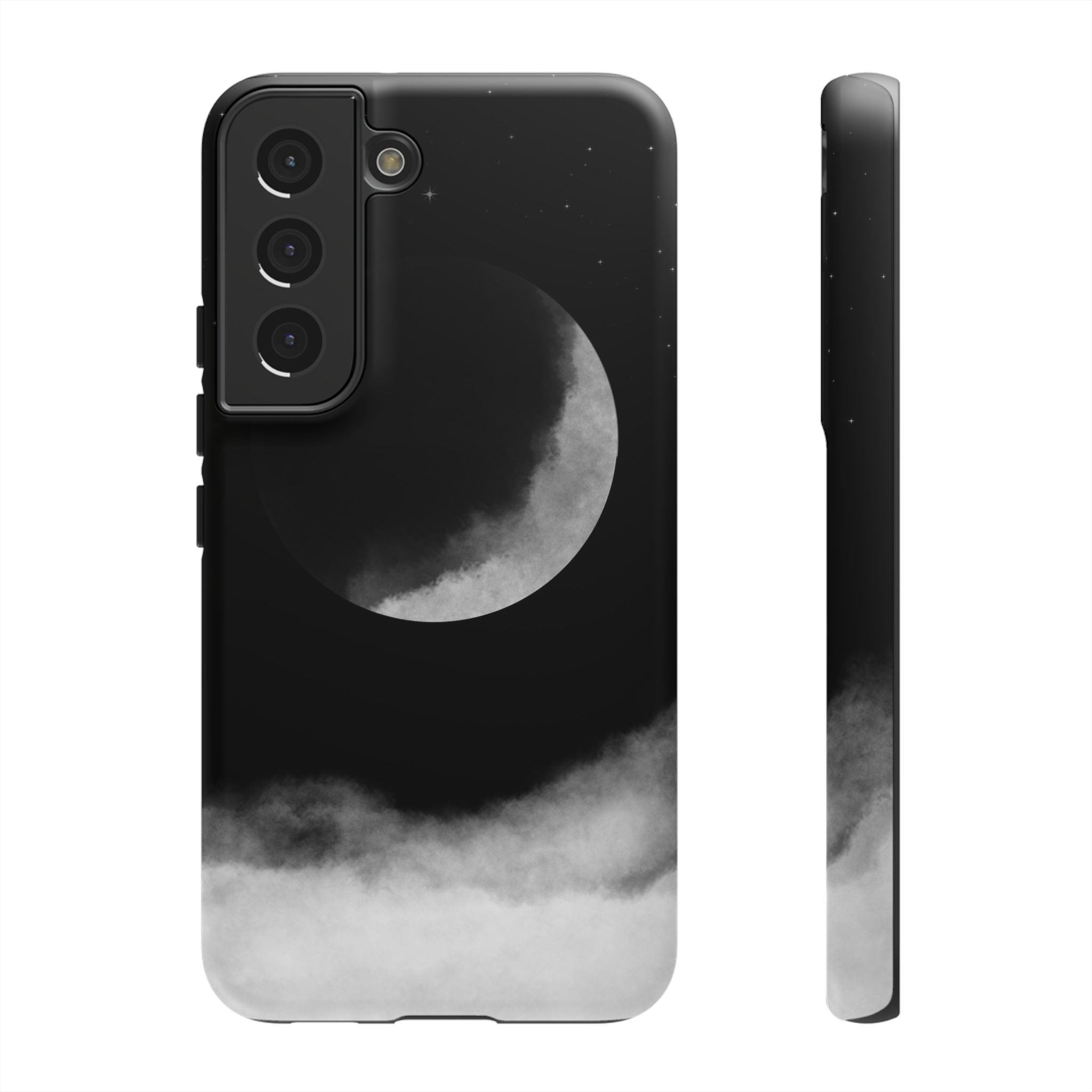 Moonlit Cloud Phone Case — Black Crescent Night Sky iPhone Cover