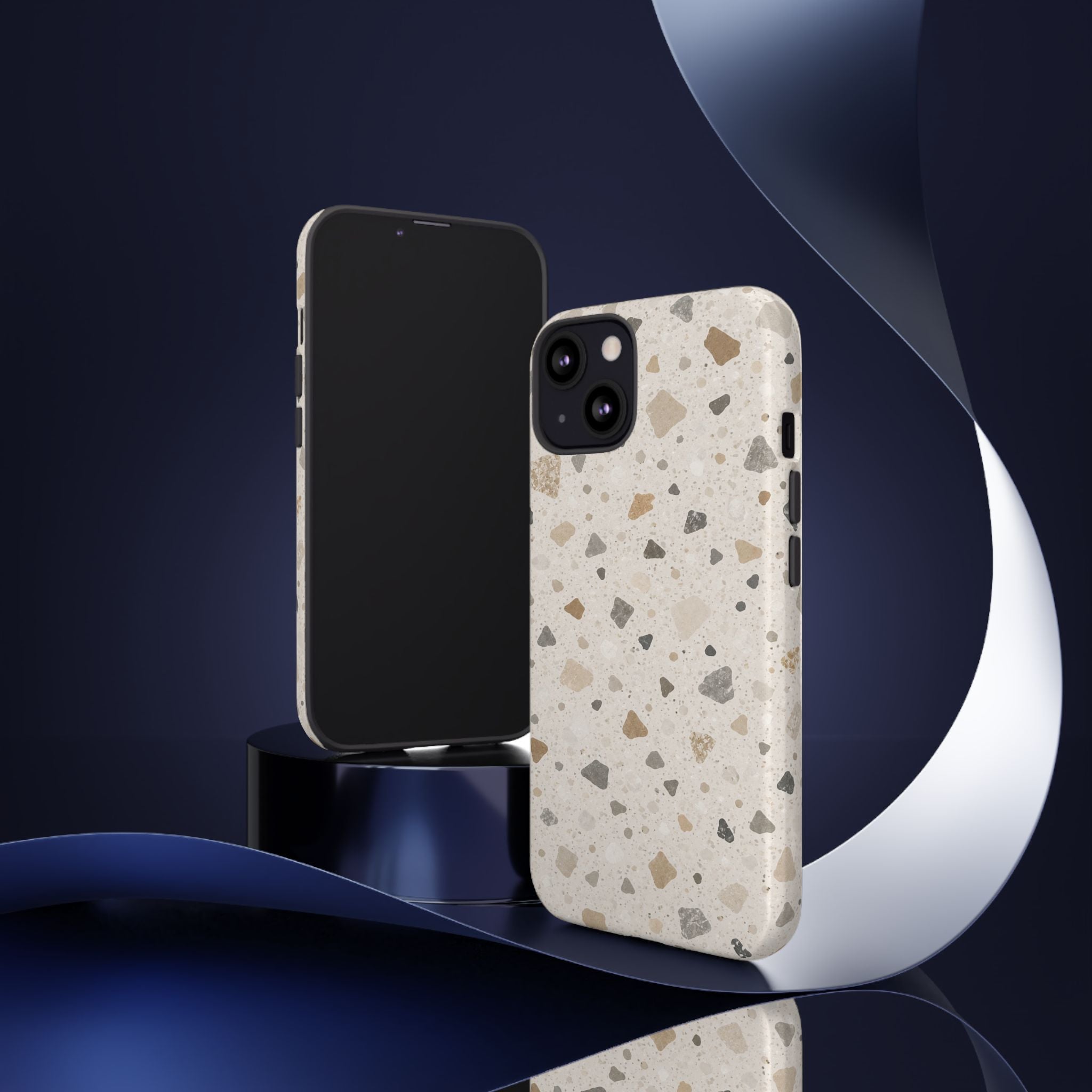 Terrazzo Pattern Tough Phone Case — Neutral Stone Speckle iPhone Cover