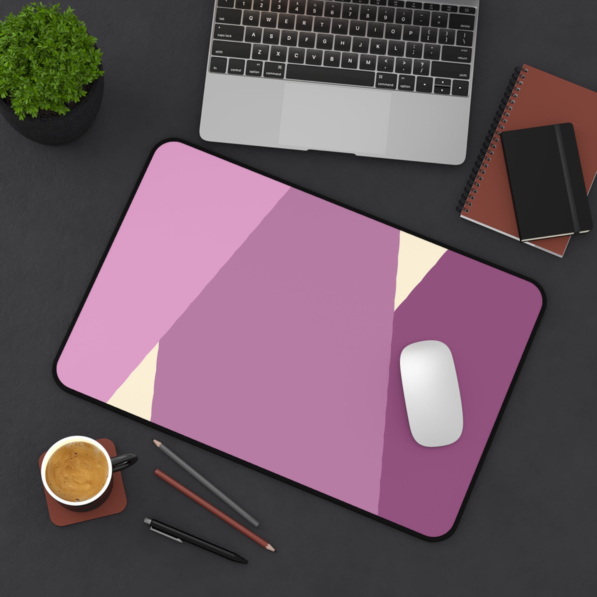 Geometric Pink Triangle Pattern Desk Mat | Modern Lavender Mouse Pad
