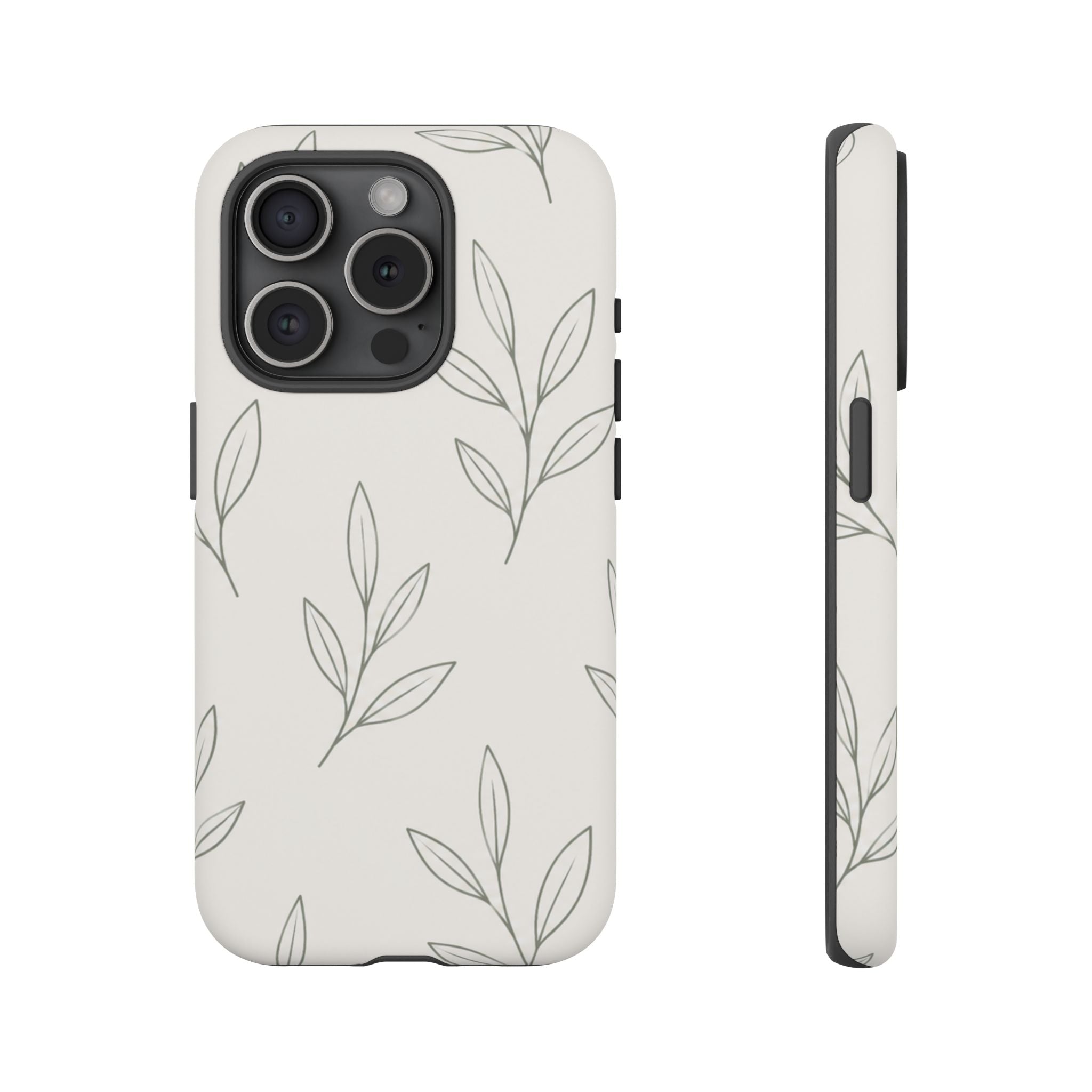 Floral Leaf Tough Phone Case — Minimal Botanical Protective Phone Cover