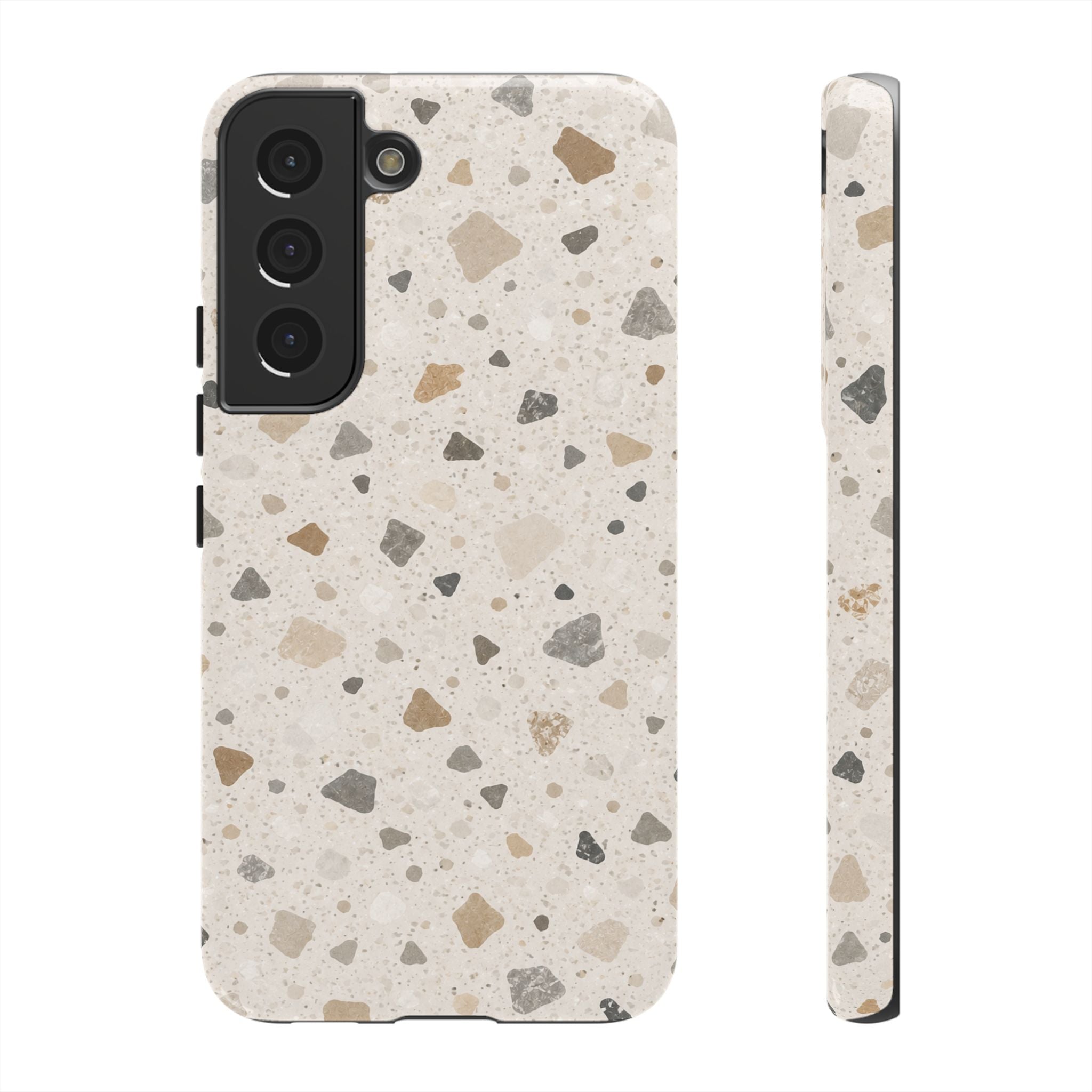 Terrazzo Pattern Tough Phone Case — Neutral Stone Speckle iPhone Cover