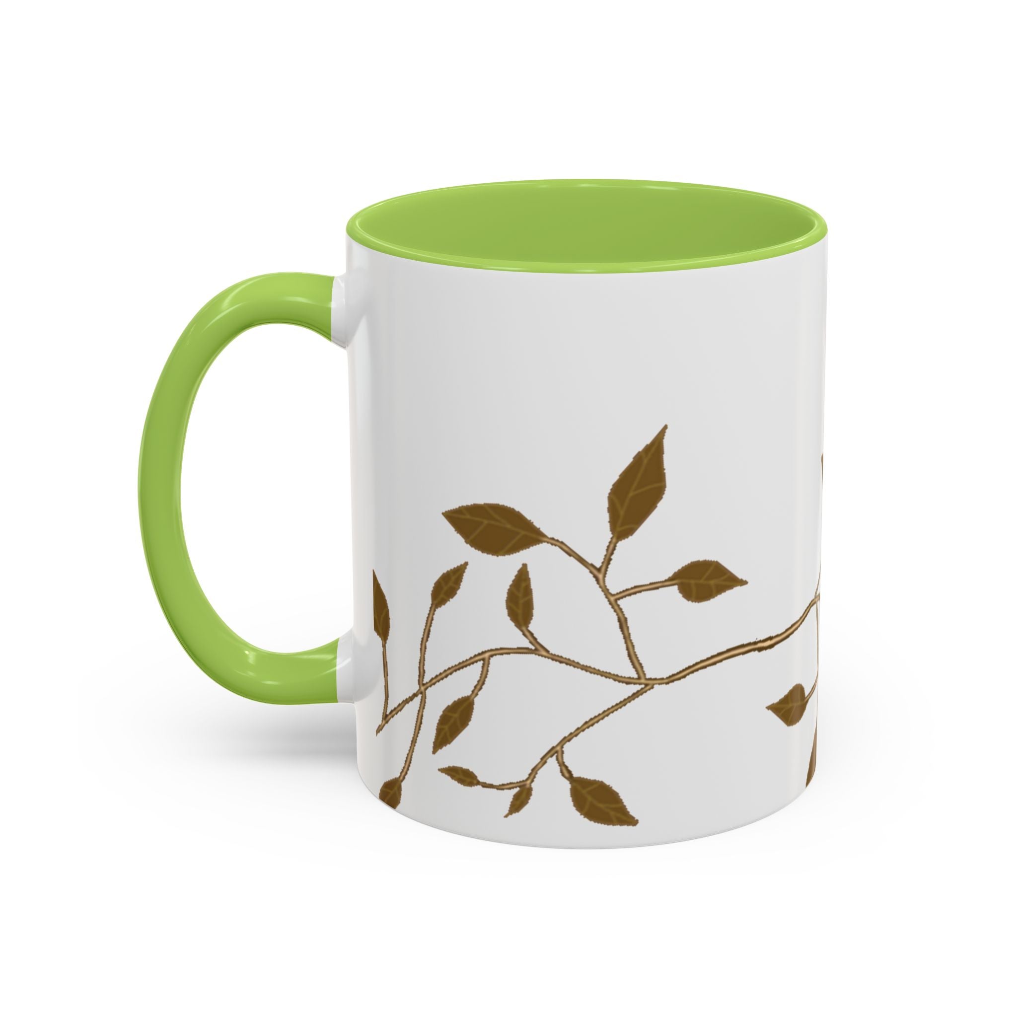 Botanical Accent Coffee Mug — Gold Leaf Branch Design (11/15oz)