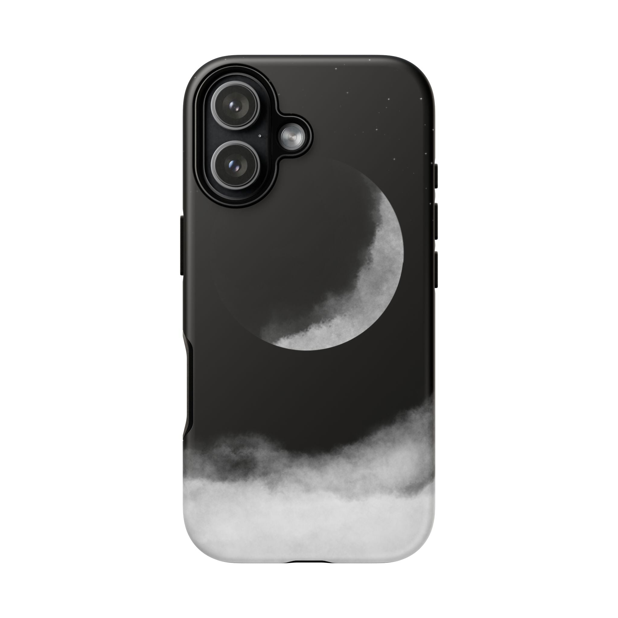 Moonlit Cloud Phone Case — Black Crescent Night Sky iPhone Cover