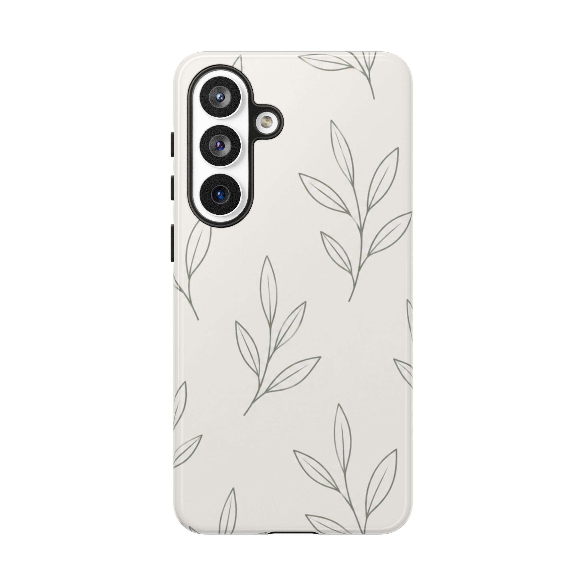 Floral Leaf Tough Phone Case — Minimal Botanical Protective Phone Cover