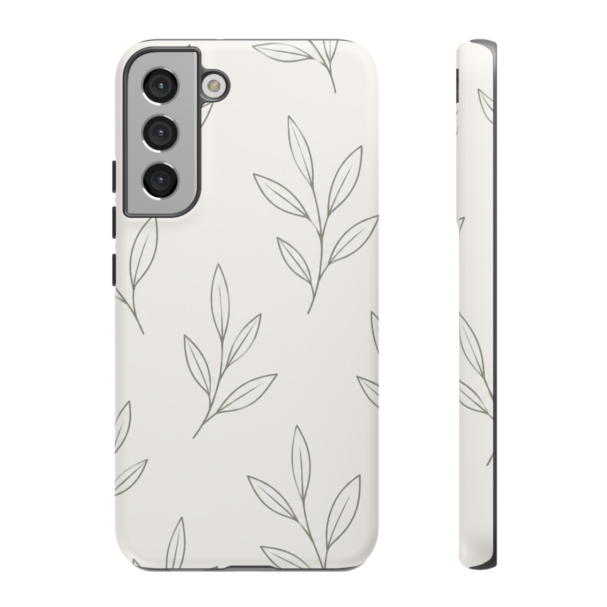 Floral Leaf Tough Phone Case — Minimal Botanical Protective Phone Cover