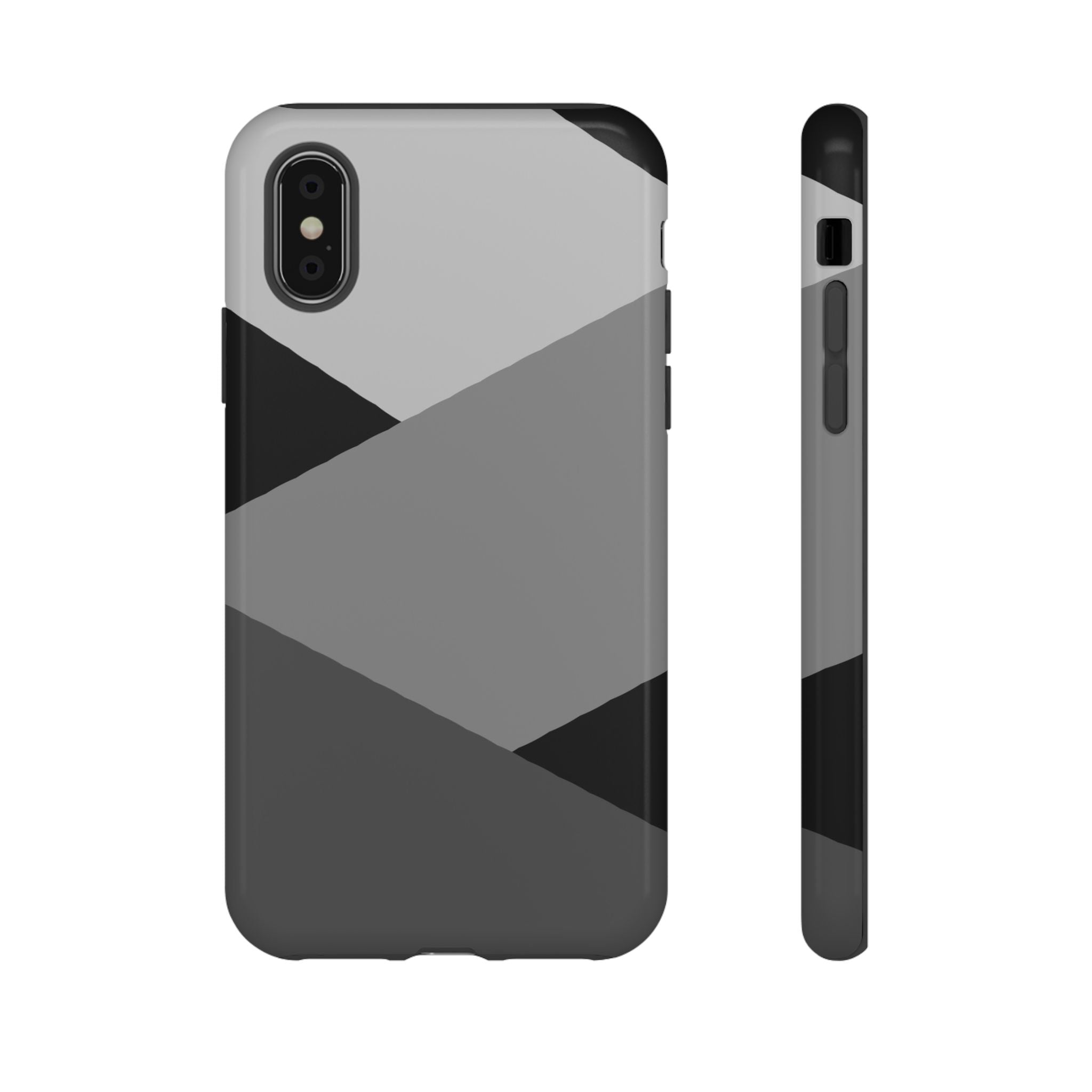 Geometric Gray Tough Phone Case — Protective iPhone Cover with Modern Minimalist Design