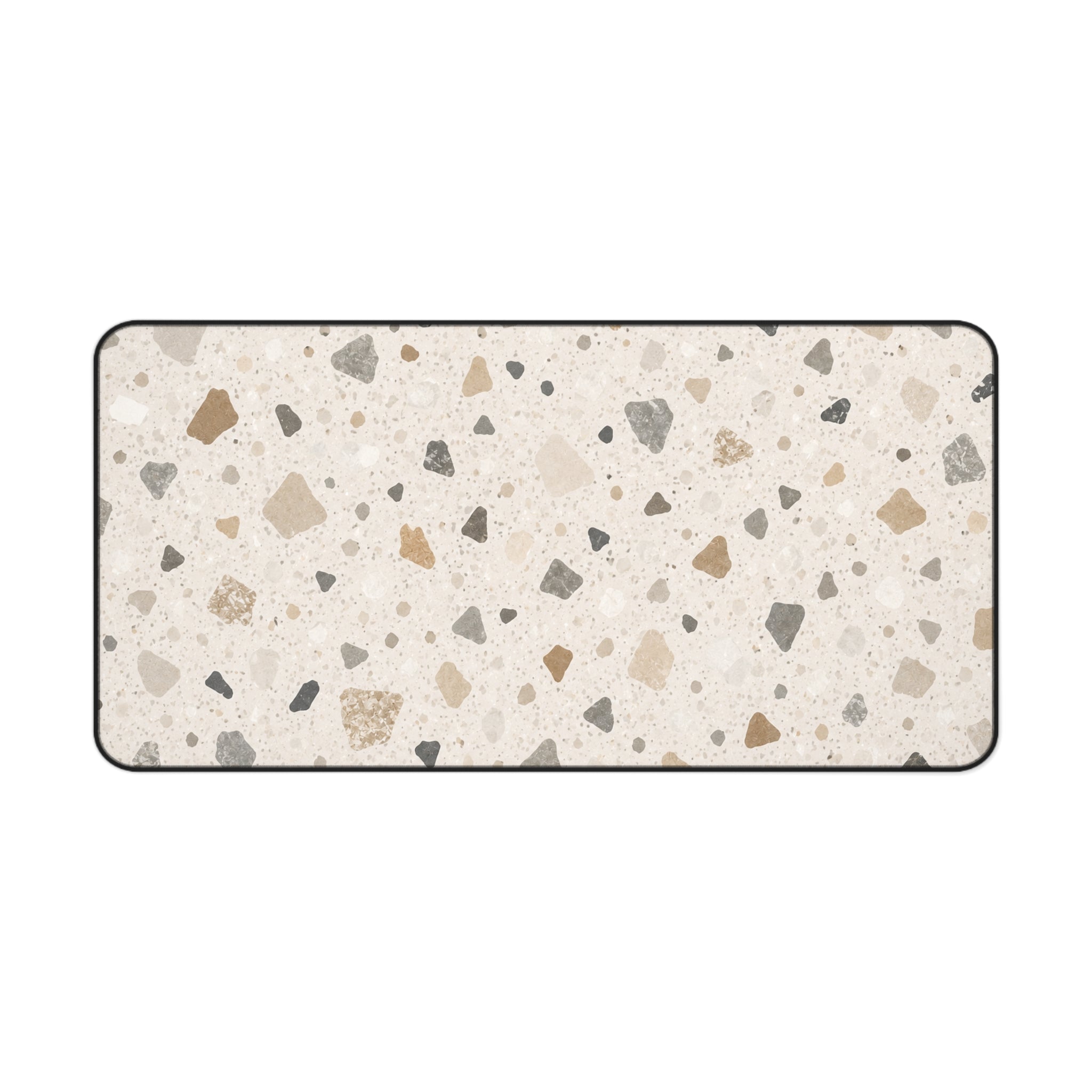 Terrazzo Neutral Desk Mat — Beige Speckled Mousepad Surface