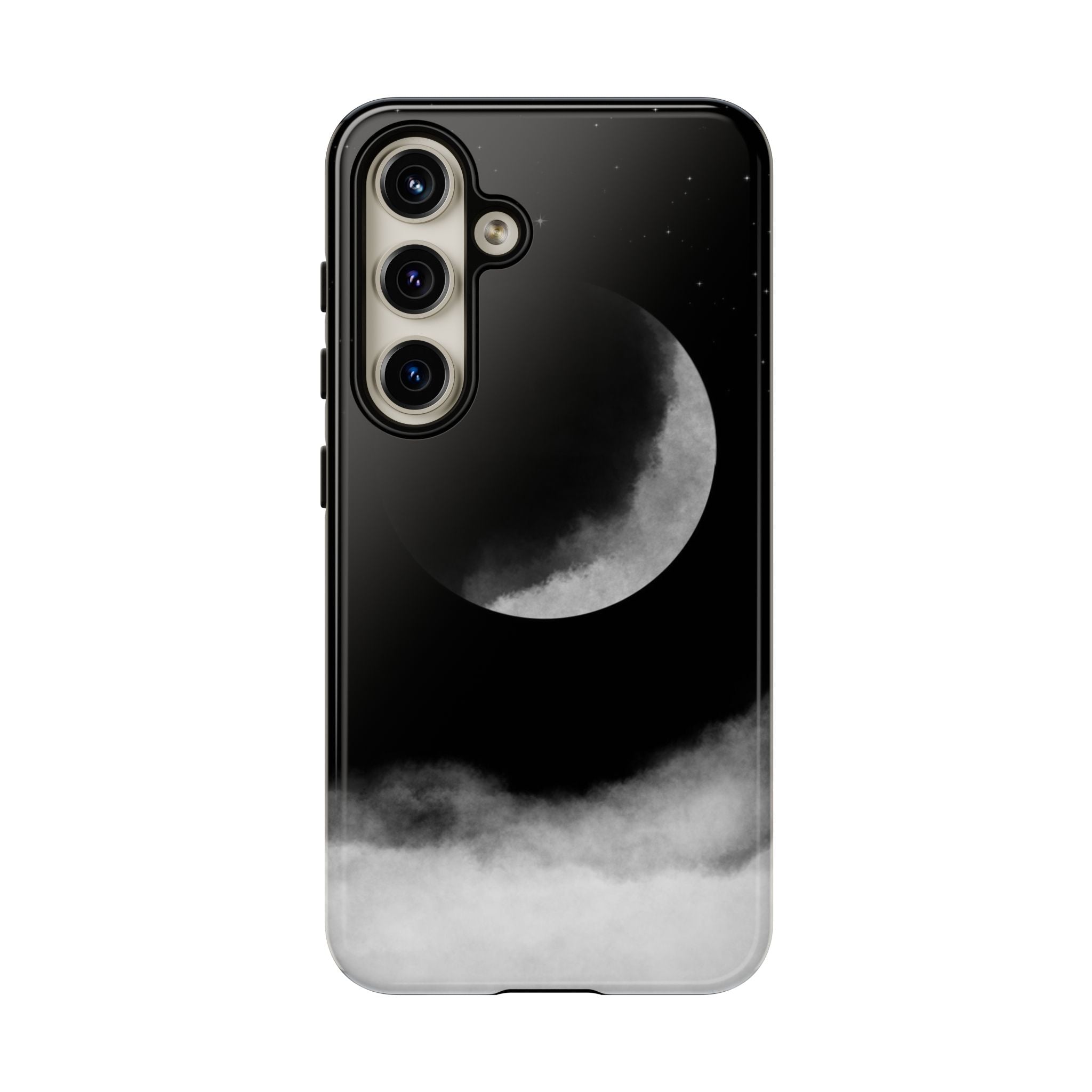 Moonlit Cloud Phone Case — Black Crescent Night Sky iPhone Cover