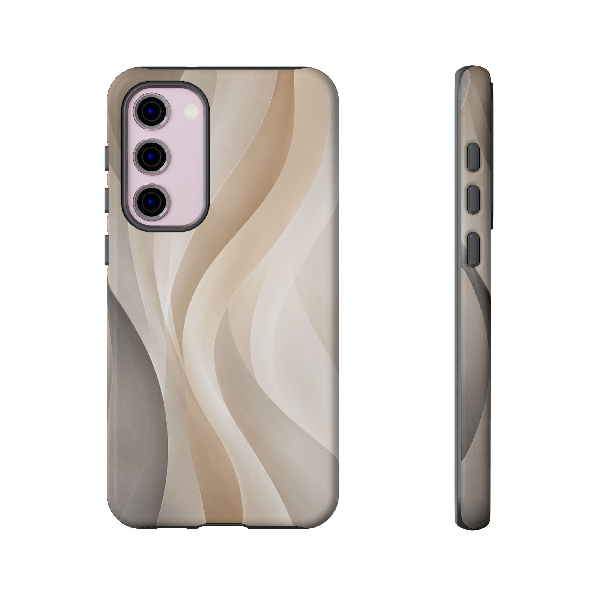 Abstract Beige Waves Phone Case — Protective Tough Case