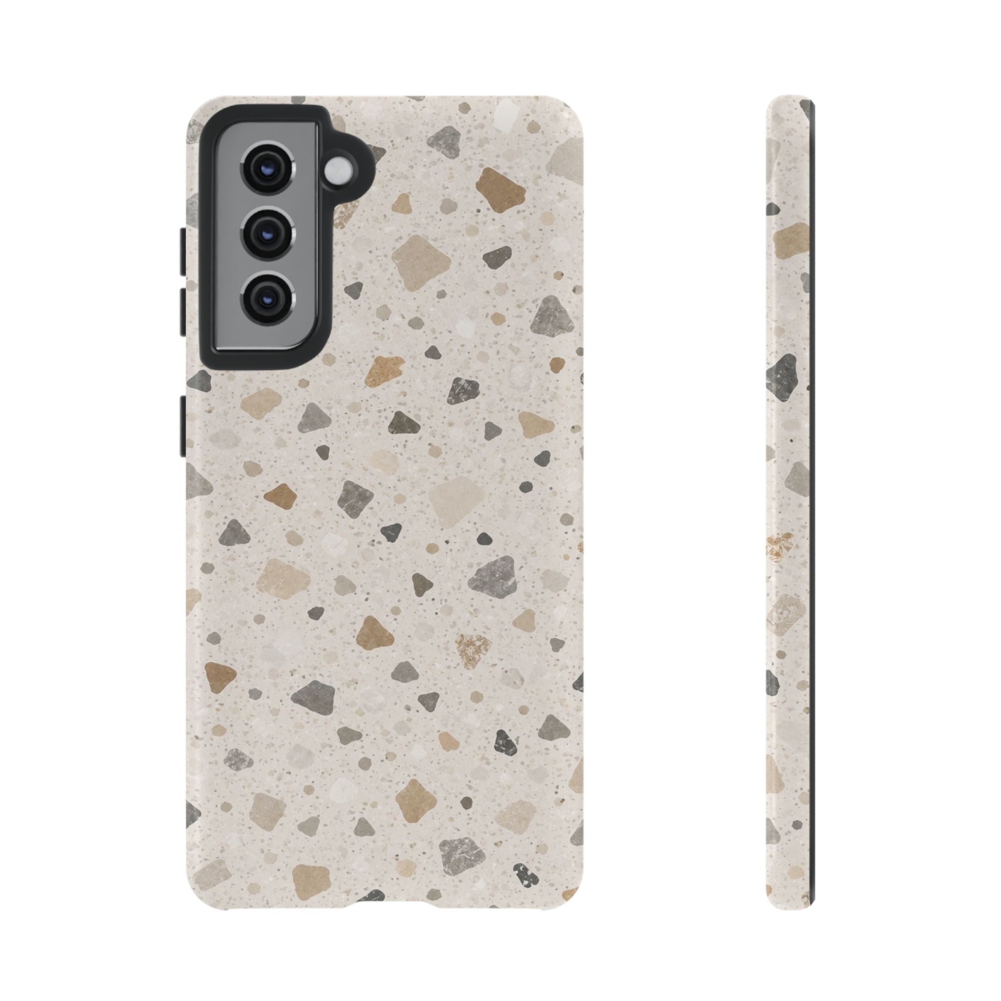 Terrazzo Pattern Tough Phone Case — Neutral Stone Speckle iPhone Cover