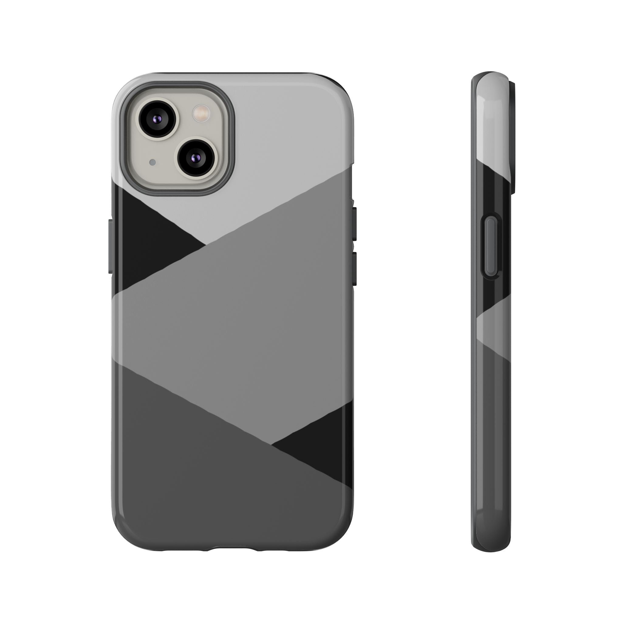 Geometric Gray Tough Phone Case — Protective iPhone Cover with Modern Minimalist Design