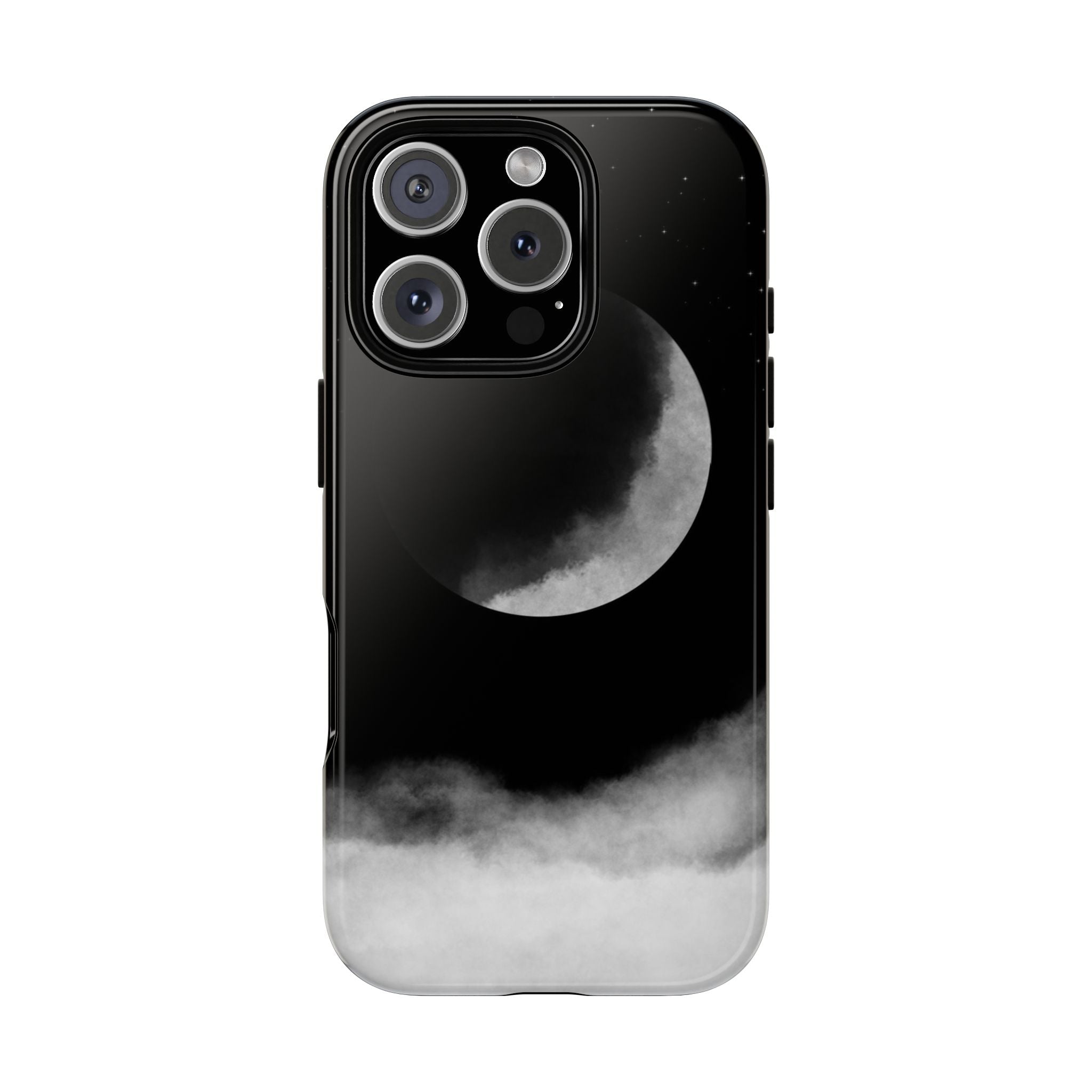 Moonlit Cloud Phone Case — Black Crescent Night Sky iPhone Cover