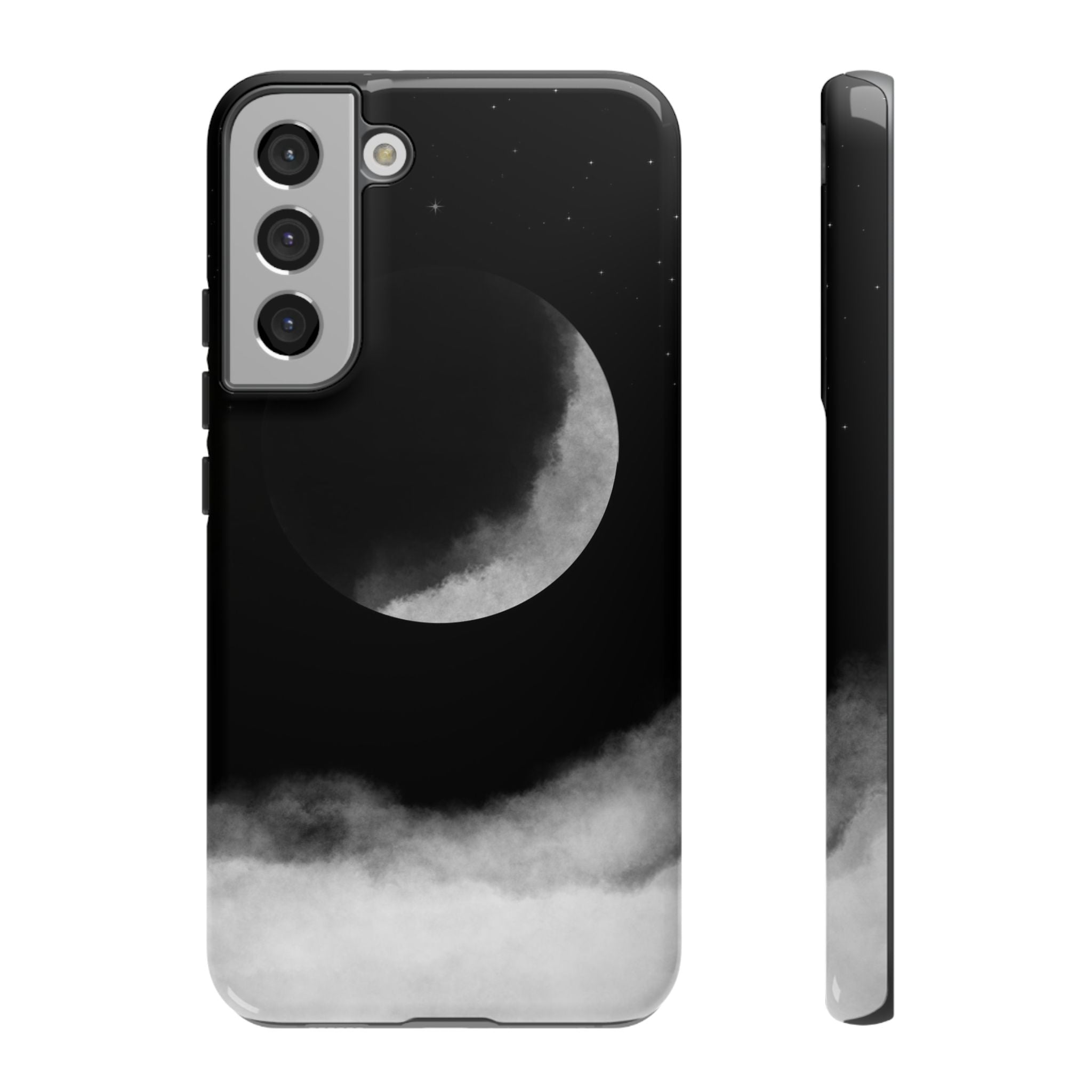 Moonlit Cloud Phone Case — Black Crescent Night Sky iPhone Cover