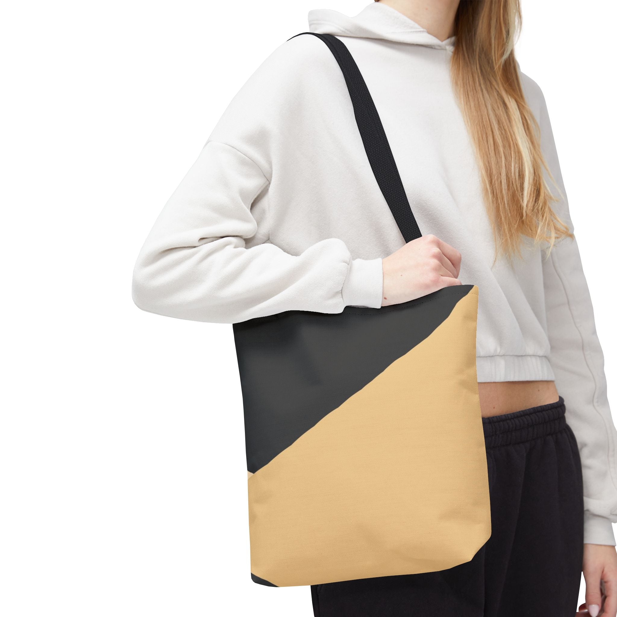 Diagonal Two-Tone Minimalist Tote Bag | Neutral Colorblock Tote