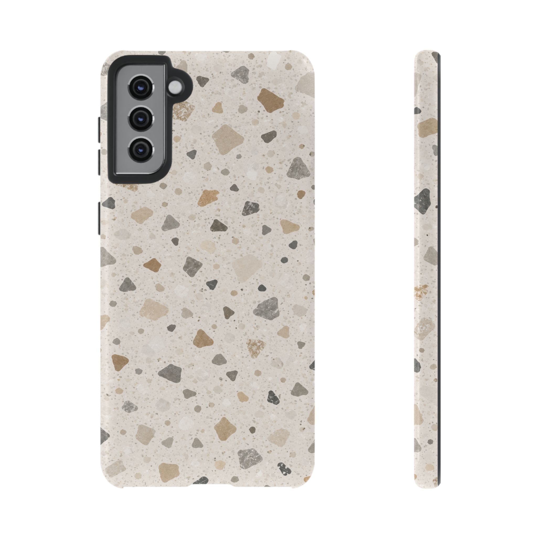 Terrazzo Pattern Tough Phone Case — Neutral Stone Speckle iPhone Cover