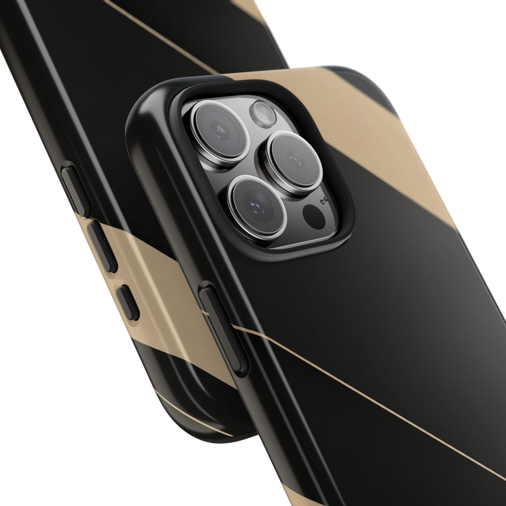 Tough Phone Case — Black & Gold Diagonal Minimalist Protective Cover