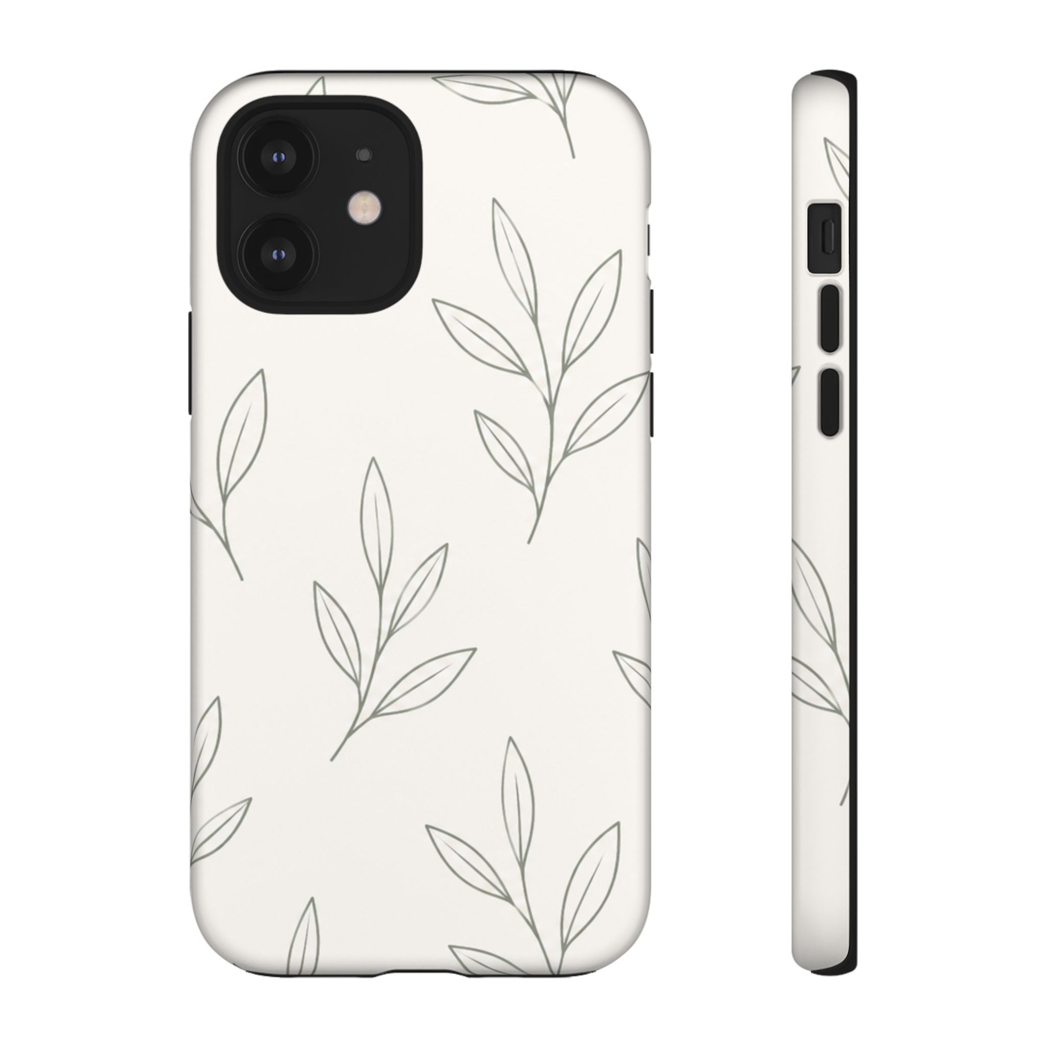Floral Leaf Tough Phone Case — Minimal Botanical Protective Phone Cover