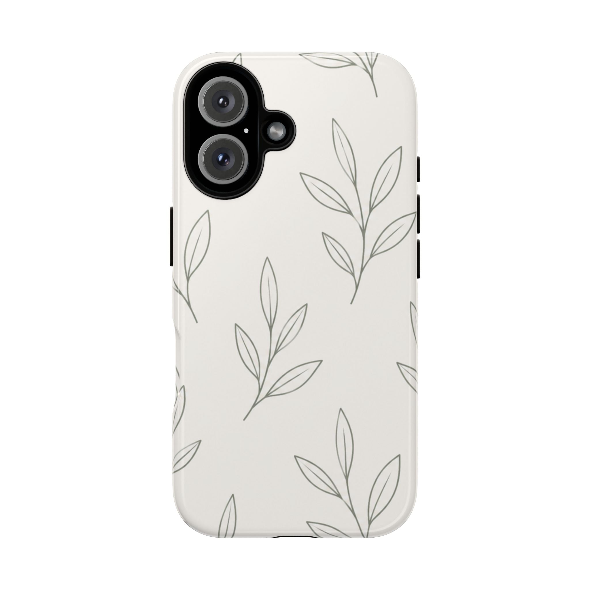 Floral Leaf Tough Phone Case — Minimal Botanical Protective Phone Cover