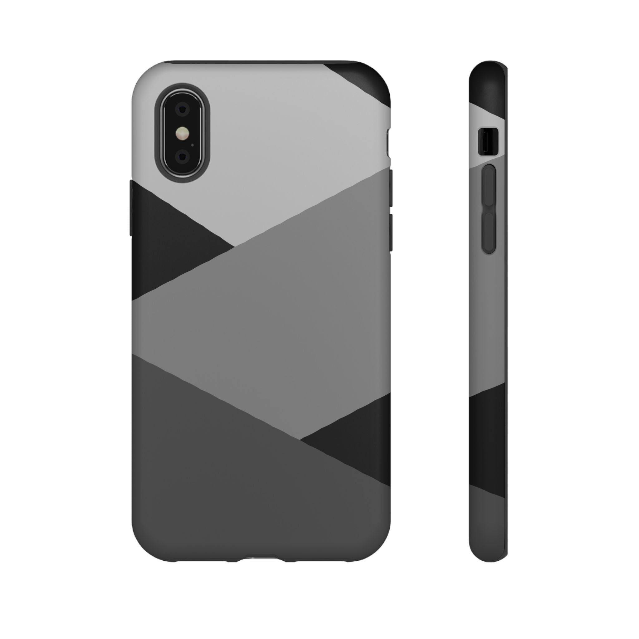 Geometric Gray Tough Phone Case — Protective iPhone Cover with Modern Minimalist Design