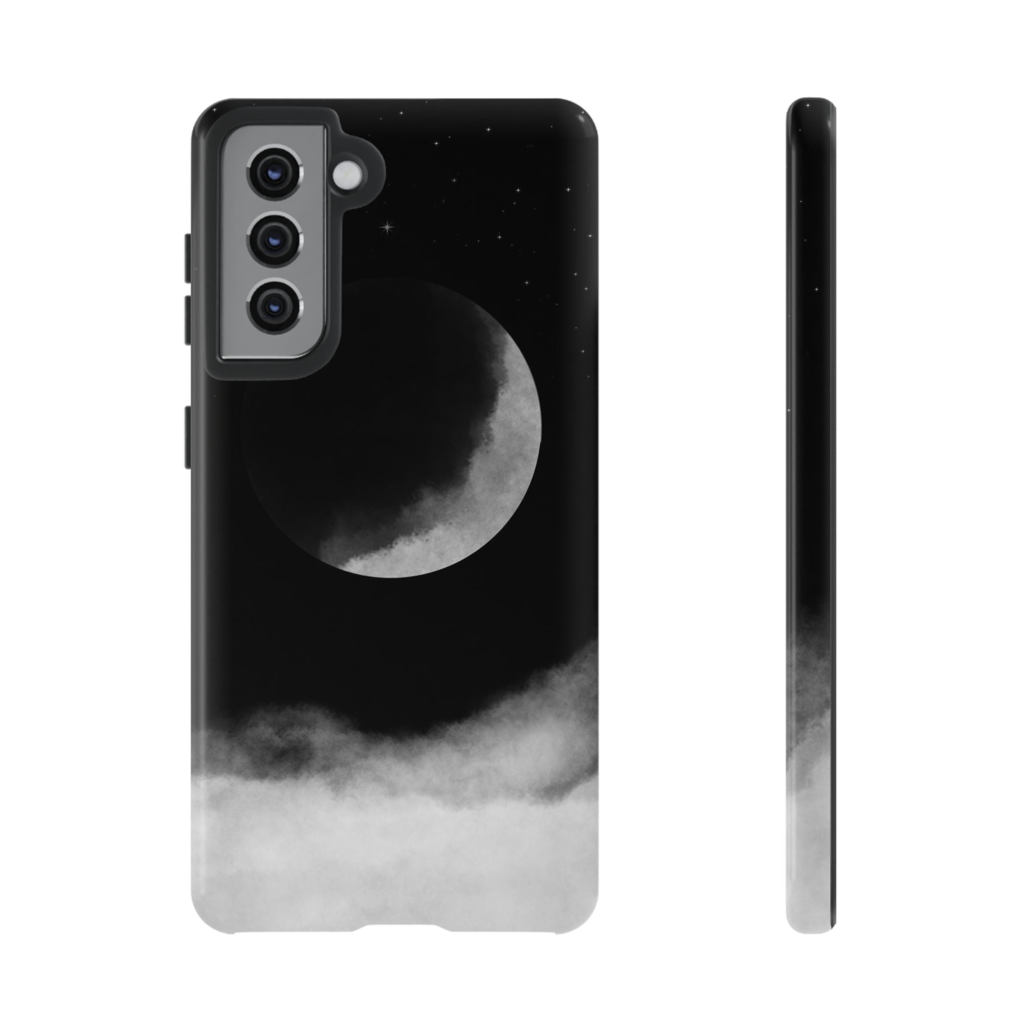 Moonlit Cloud Phone Case — Black Crescent Night Sky iPhone Cover