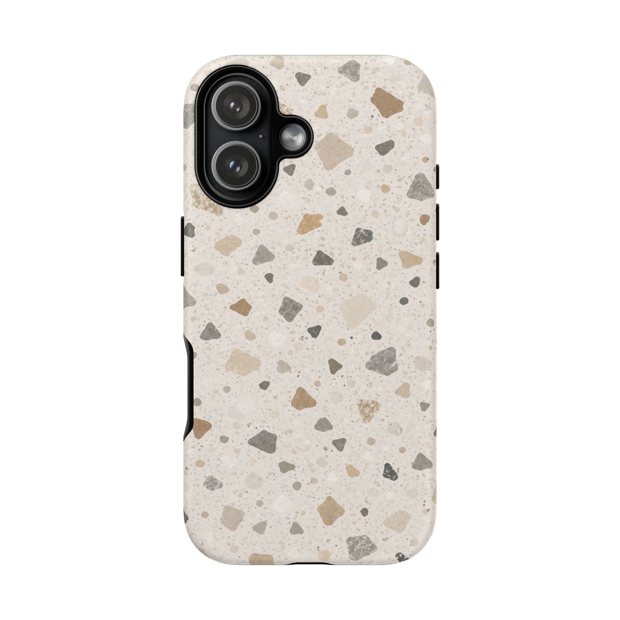 Terrazzo Pattern Tough Phone Case — Neutral Stone Speckle iPhone Cover