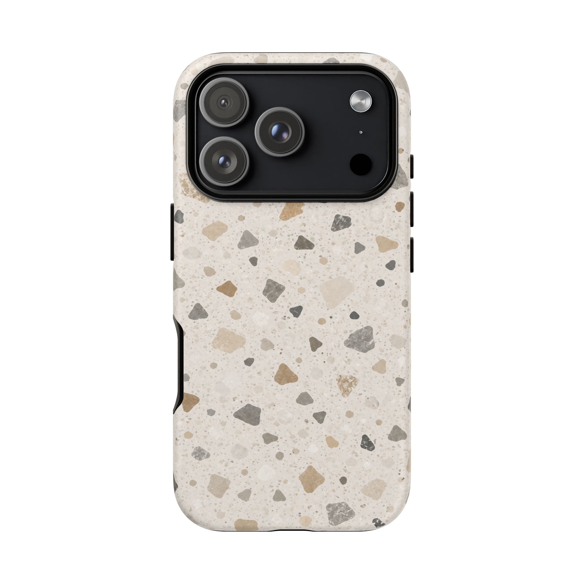 Terrazzo Pattern Tough Phone Case — Neutral Stone Speckle iPhone Cover