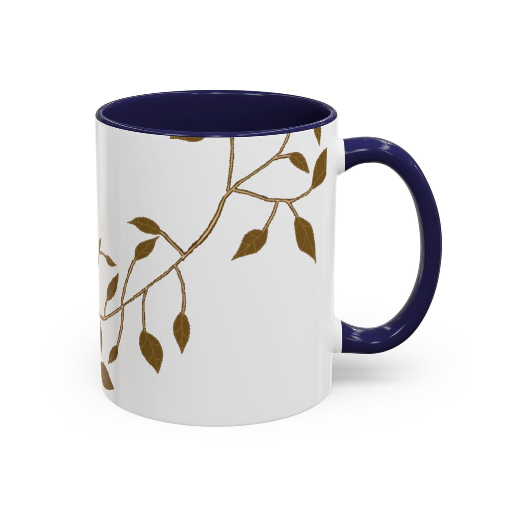 Botanical Accent Coffee Mug — Gold Leaf Branch Design (11/15oz)