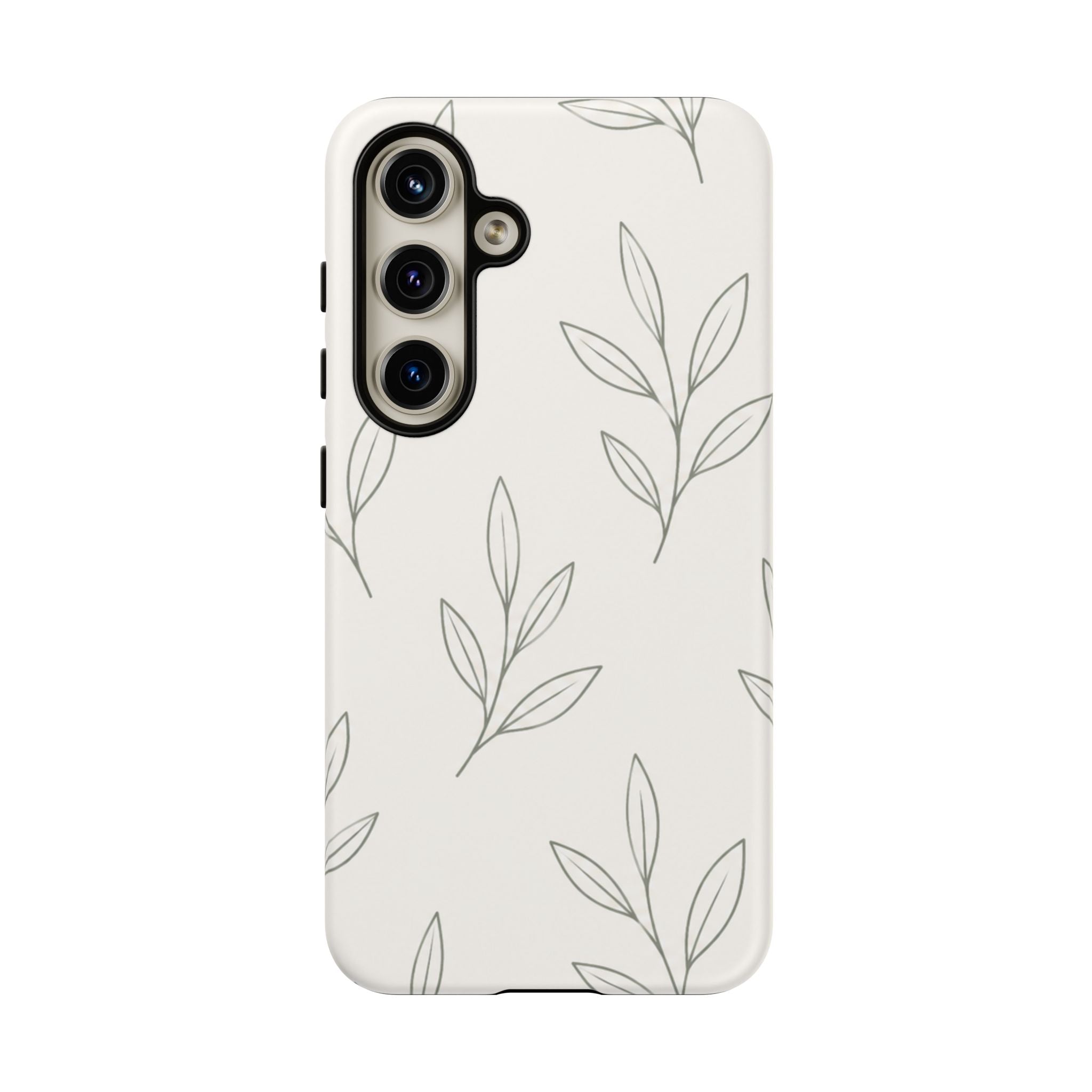 Floral Leaf Tough Phone Case — Minimal Botanical Protective Phone Cover