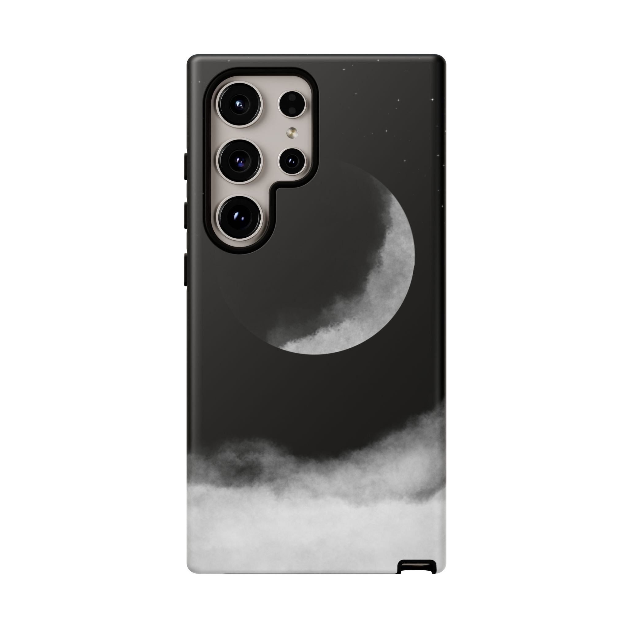 Moonlit Cloud Phone Case — Black Crescent Night Sky iPhone Cover