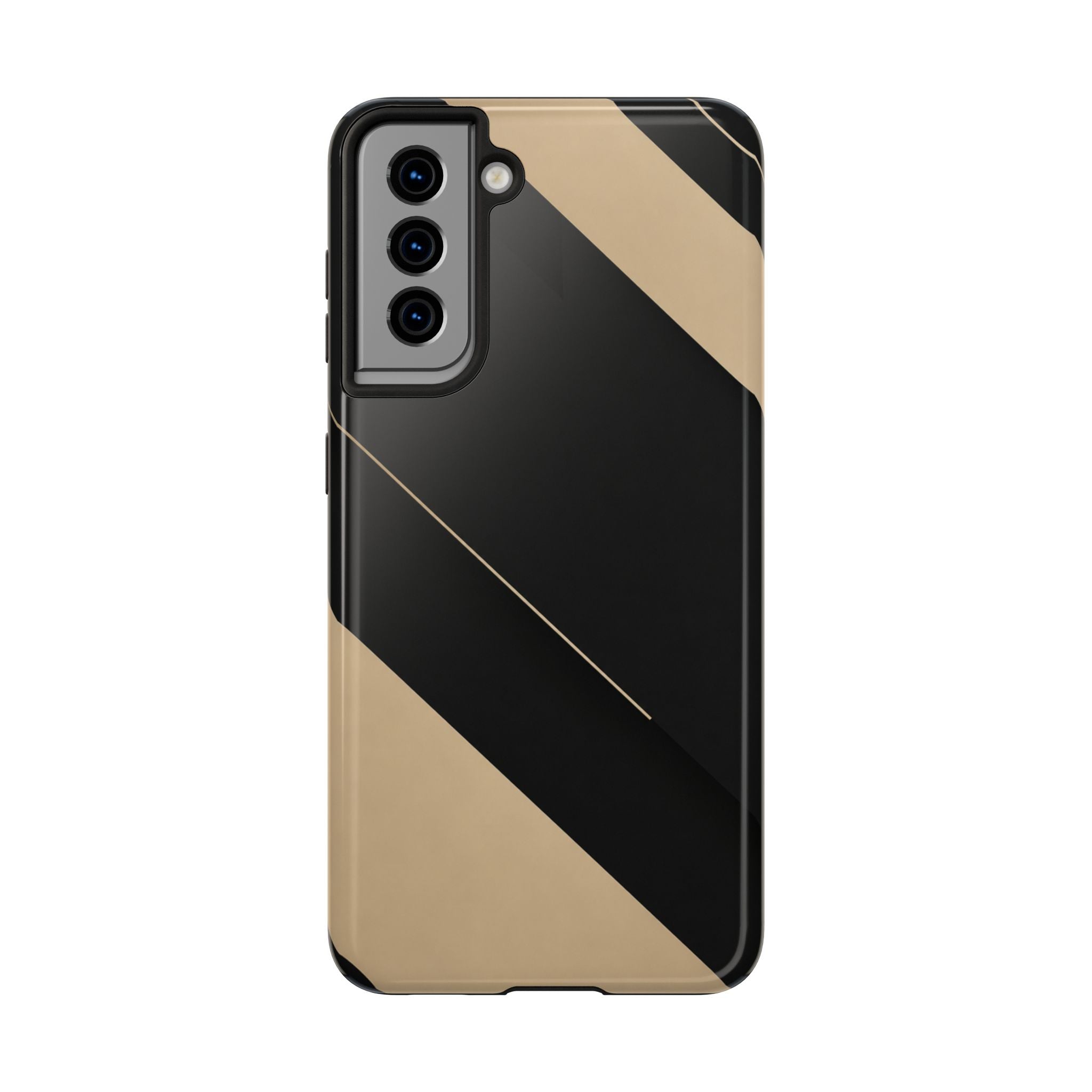 Tough Phone Case — Black & Gold Diagonal Minimalist Protective Cover