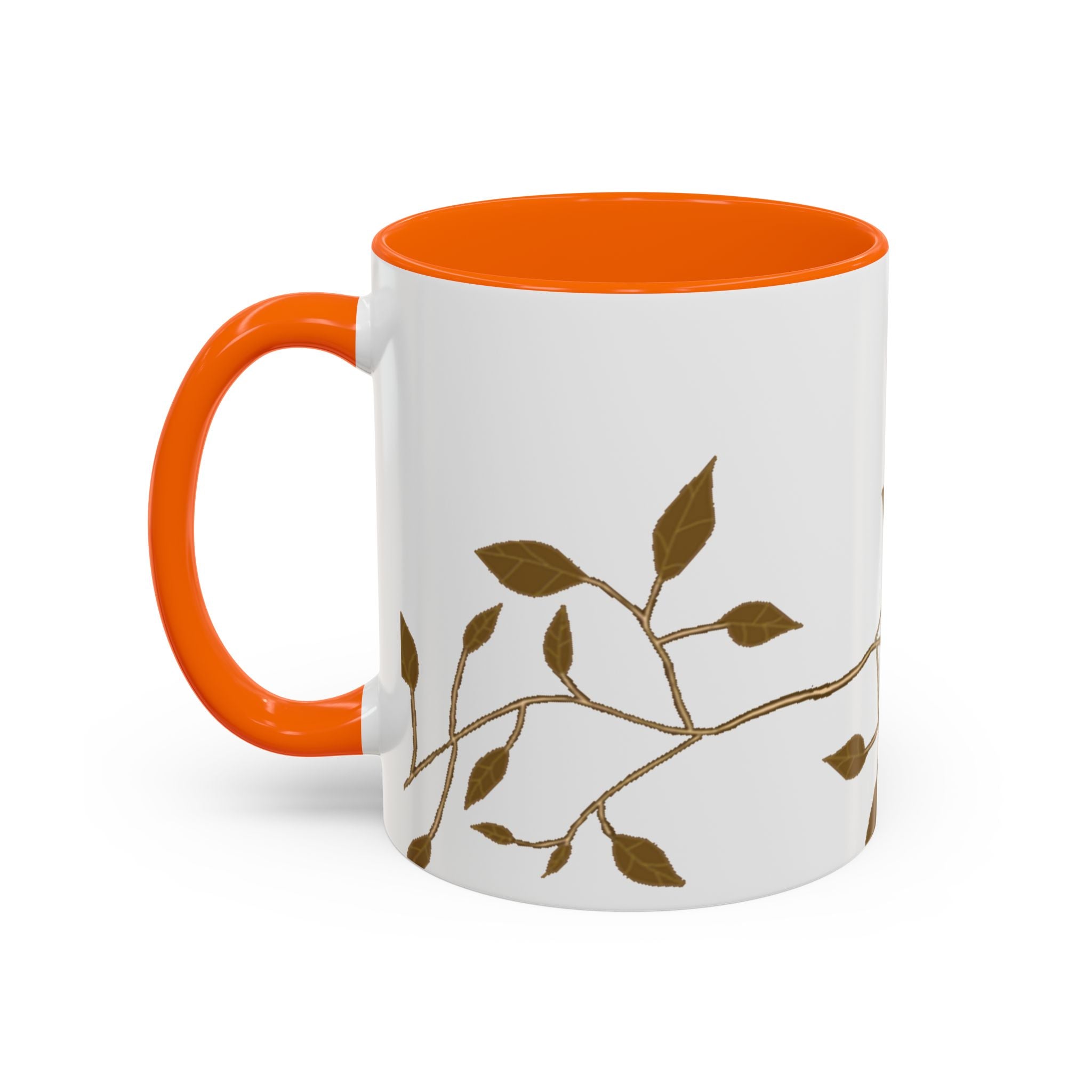 Botanical Accent Coffee Mug — Gold Leaf Branch Design (11/15oz)