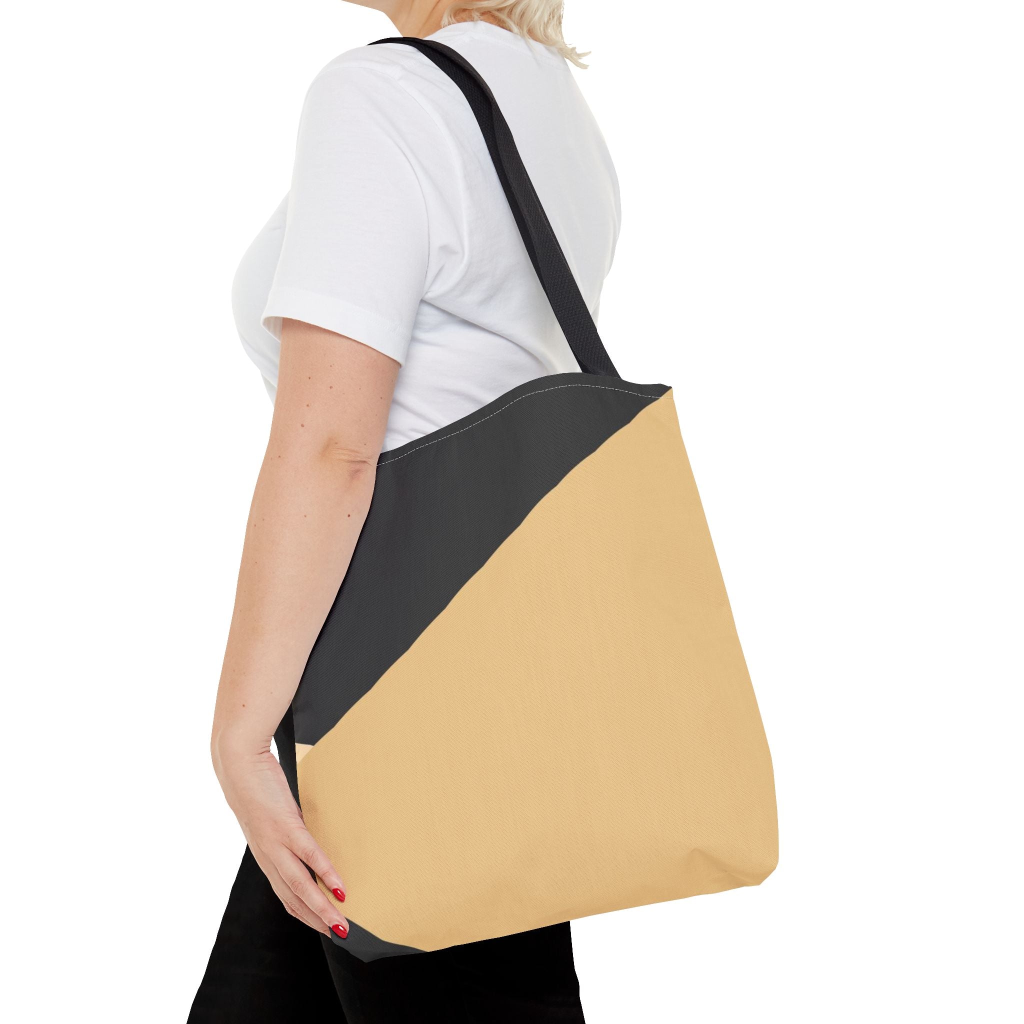 Diagonal Two-Tone Minimalist Tote Bag | Neutral Colorblock Tote