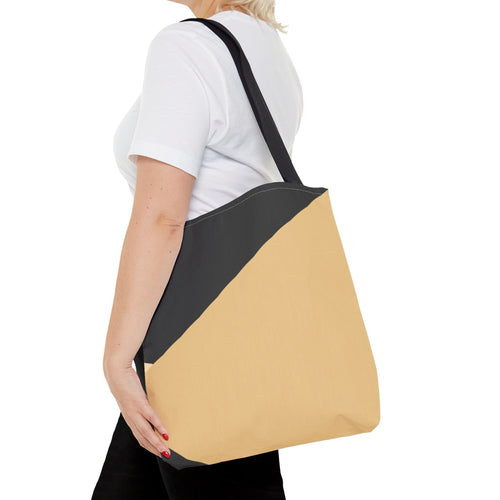 Diagonal Two-Tone Minimalist Tote Bag | Neutral Colorblock Tote