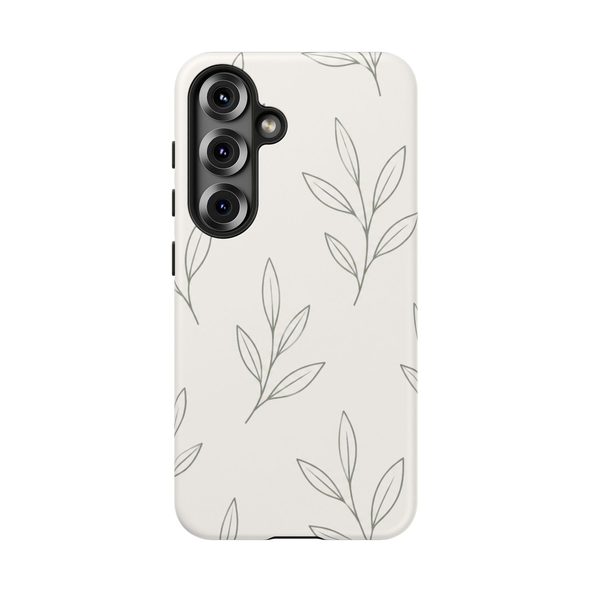 Floral Leaf Tough Phone Case — Minimal Botanical Protective Phone Cover