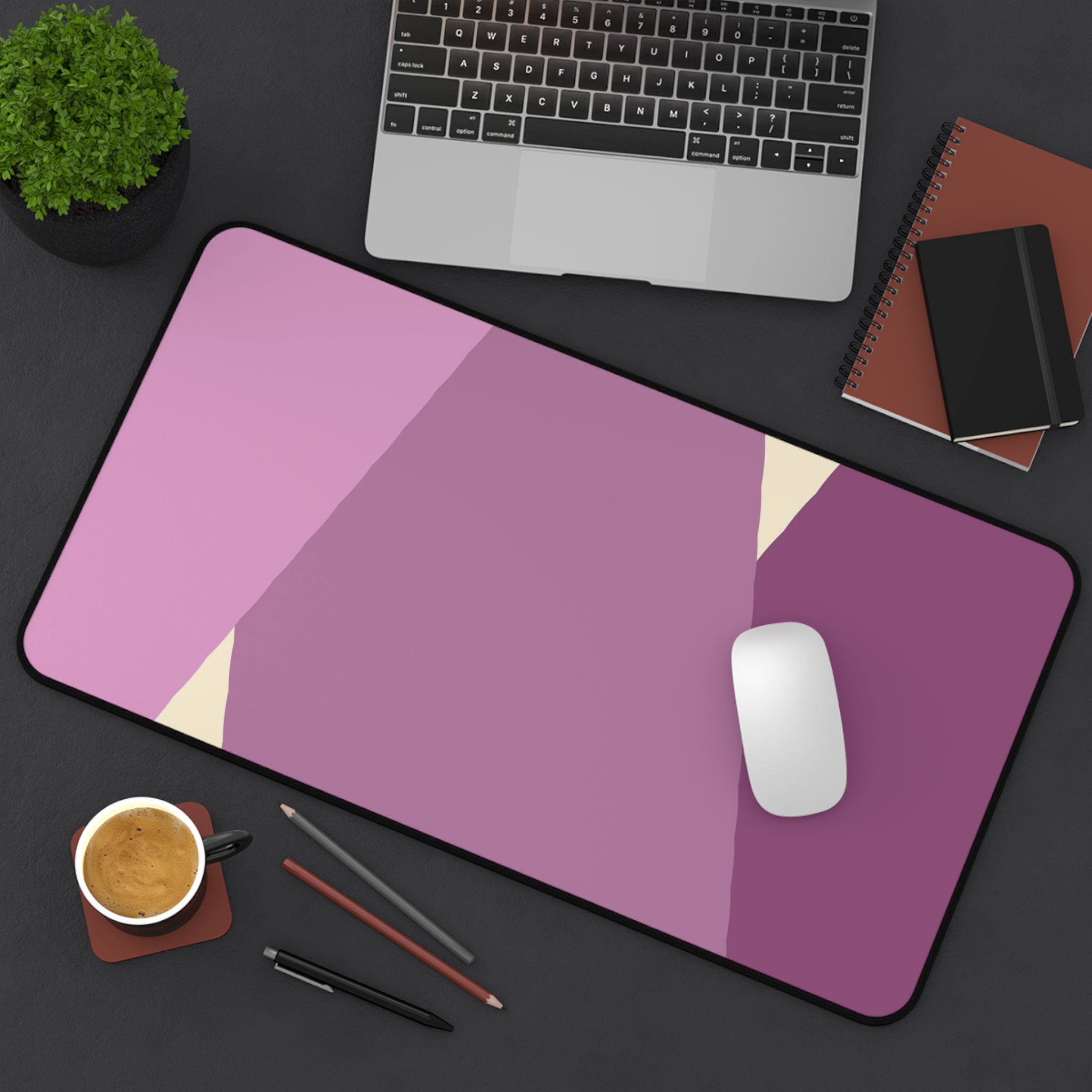 Geometric Pink Triangle Pattern Desk Mat | Modern Lavender Mouse Pad