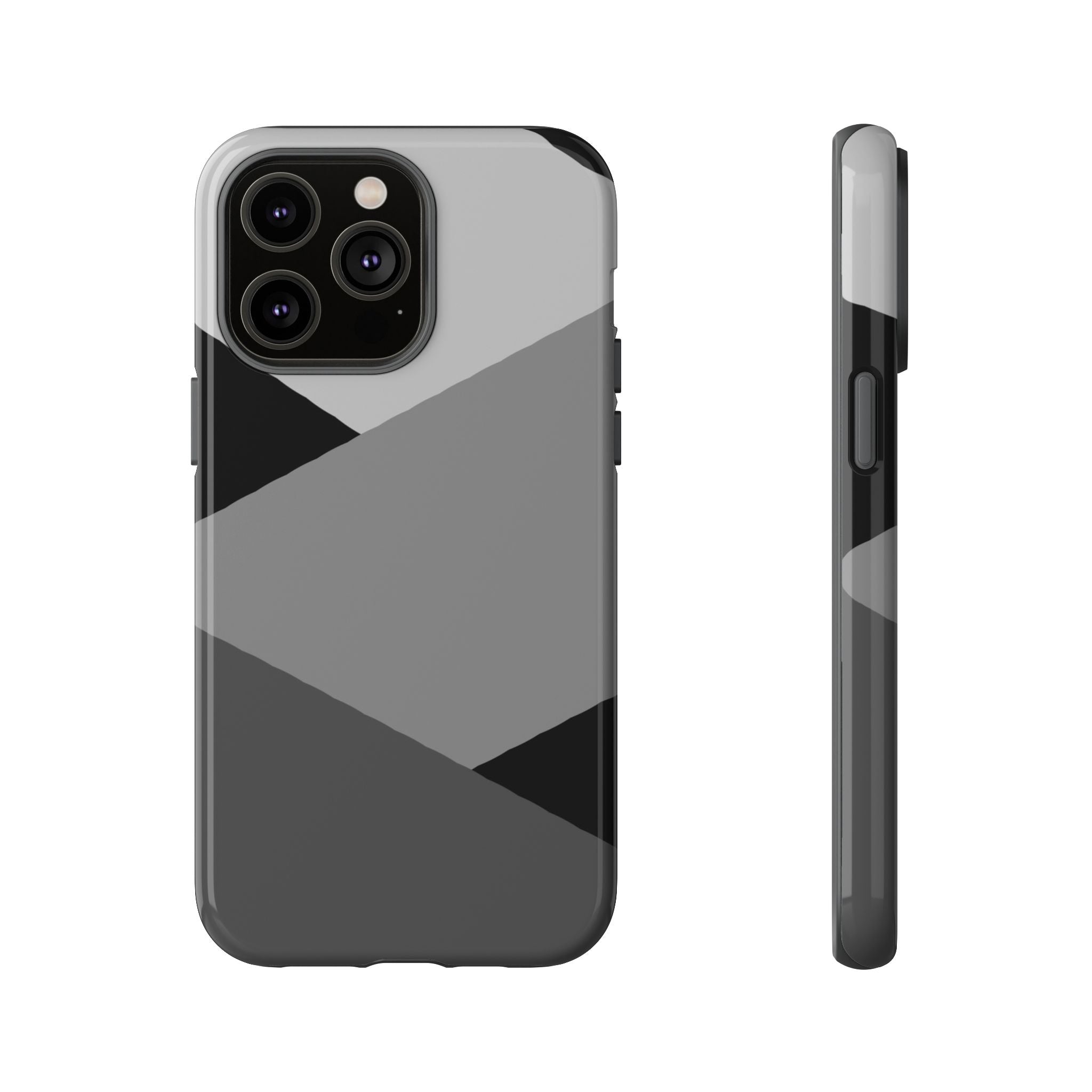 Geometric Gray Tough Phone Case — Protective iPhone Cover with Modern Minimalist Design