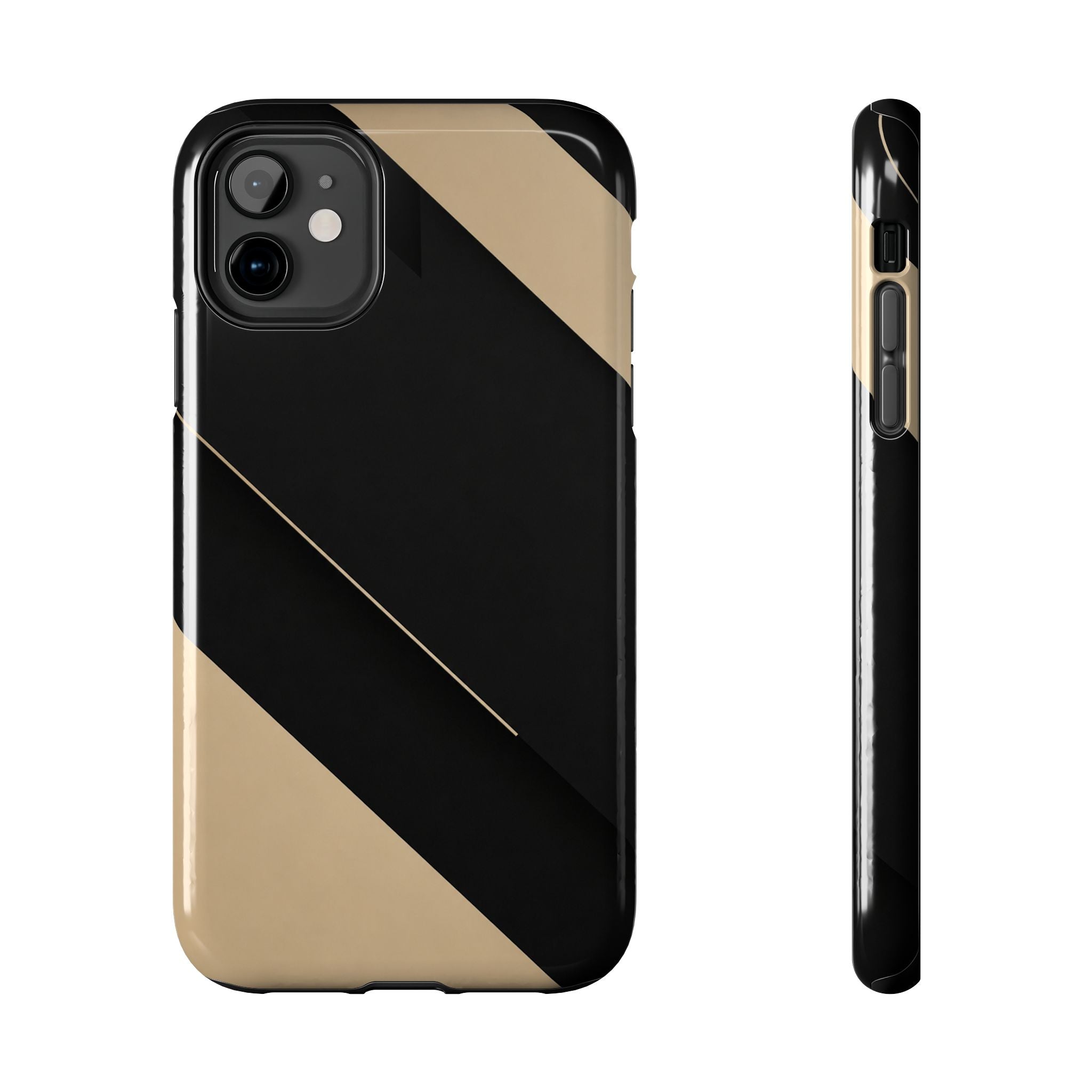 Tough Phone Case — Black & Gold Diagonal Minimalist Protective Cover