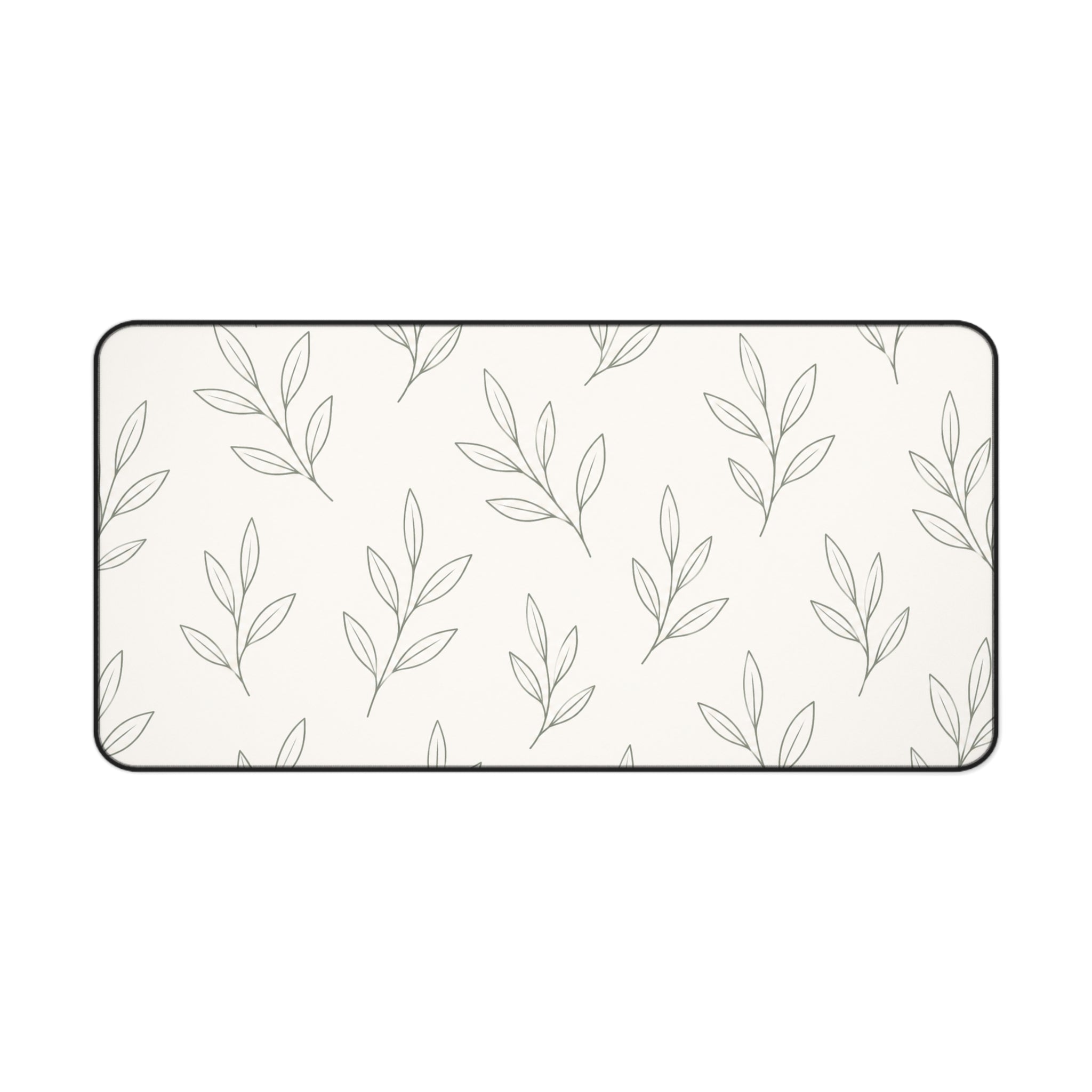 Minimal Botanical Desk Mat — Neutral Leaf Pattern Mouse Pad